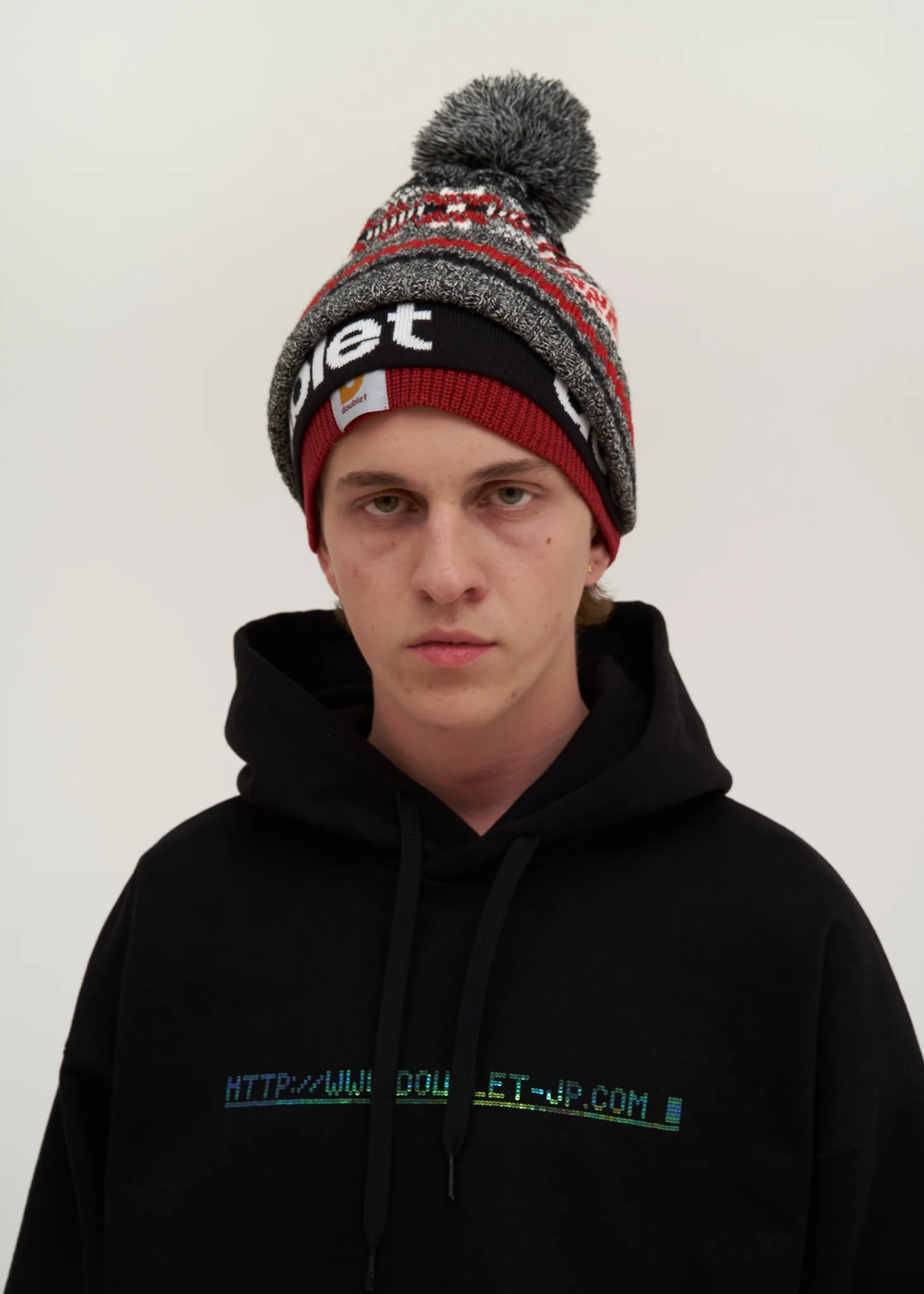 Red 3 Layered Knit Cap - Image 3