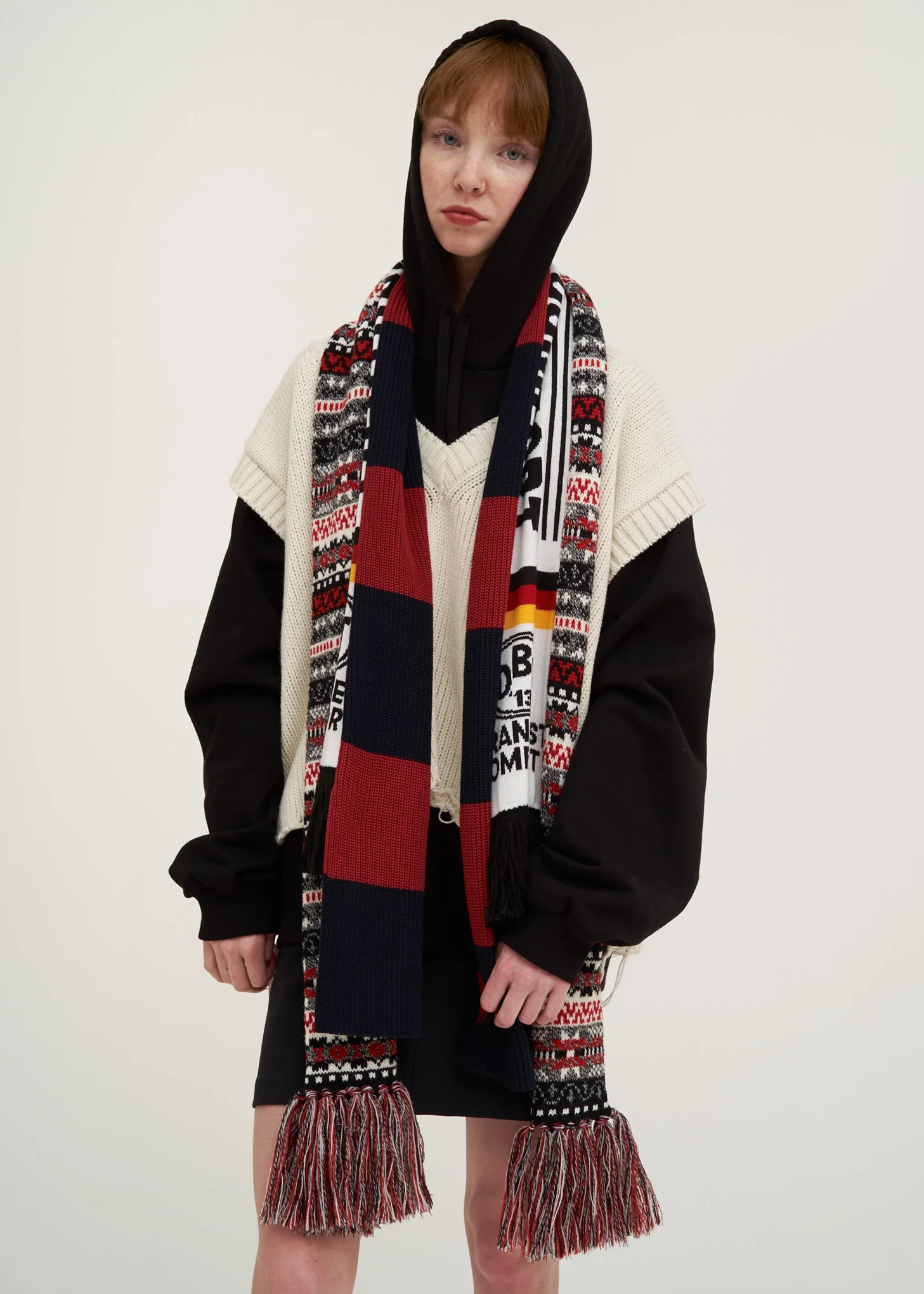 Red 3 Layered Scarf - Image 2