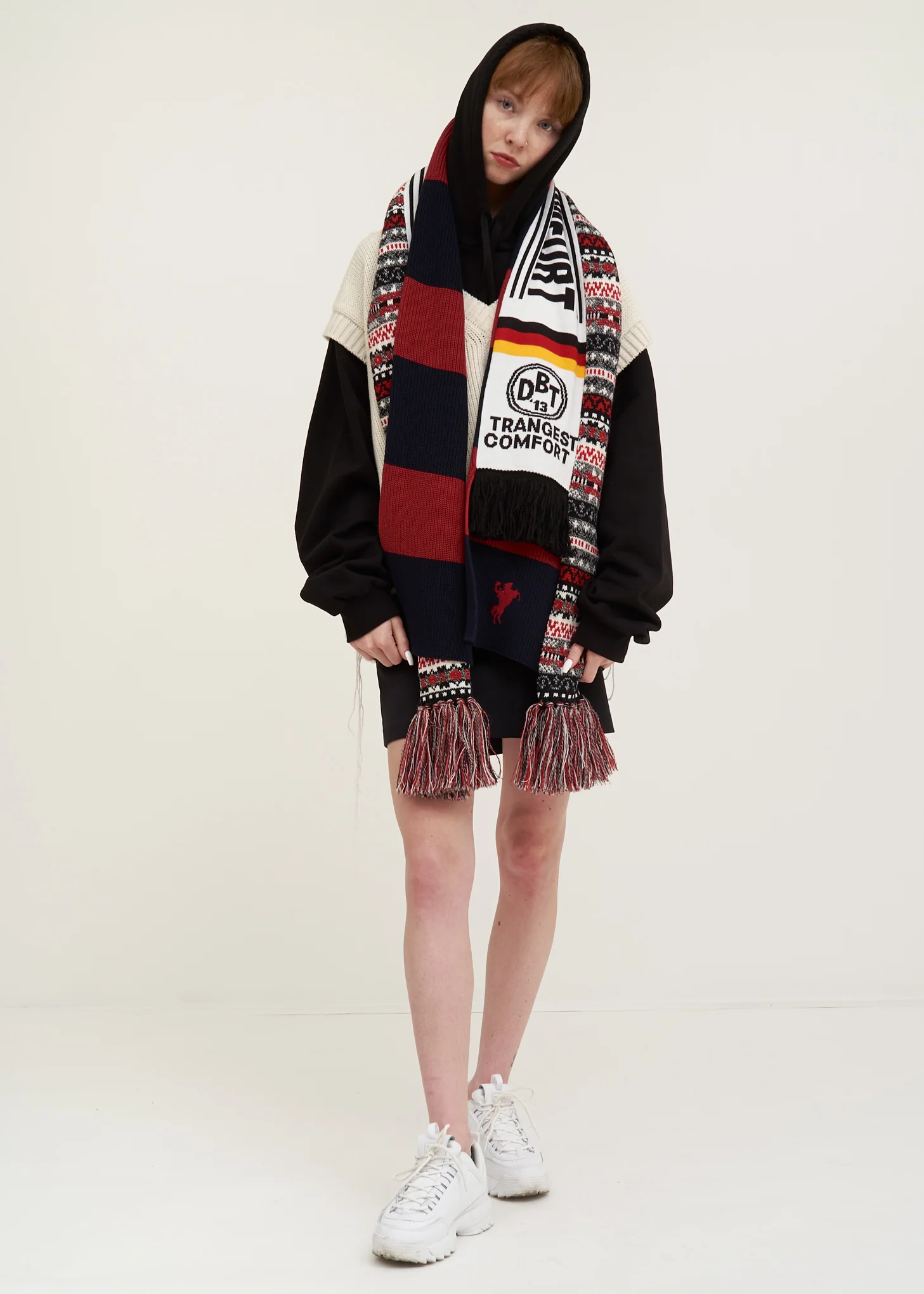 Red 3 Layered Scarf - Image 5