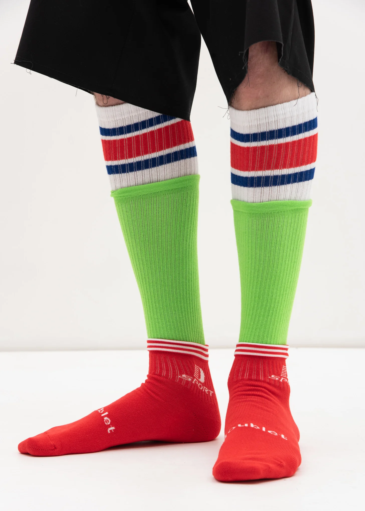Red 3 Layered Sports Socks
