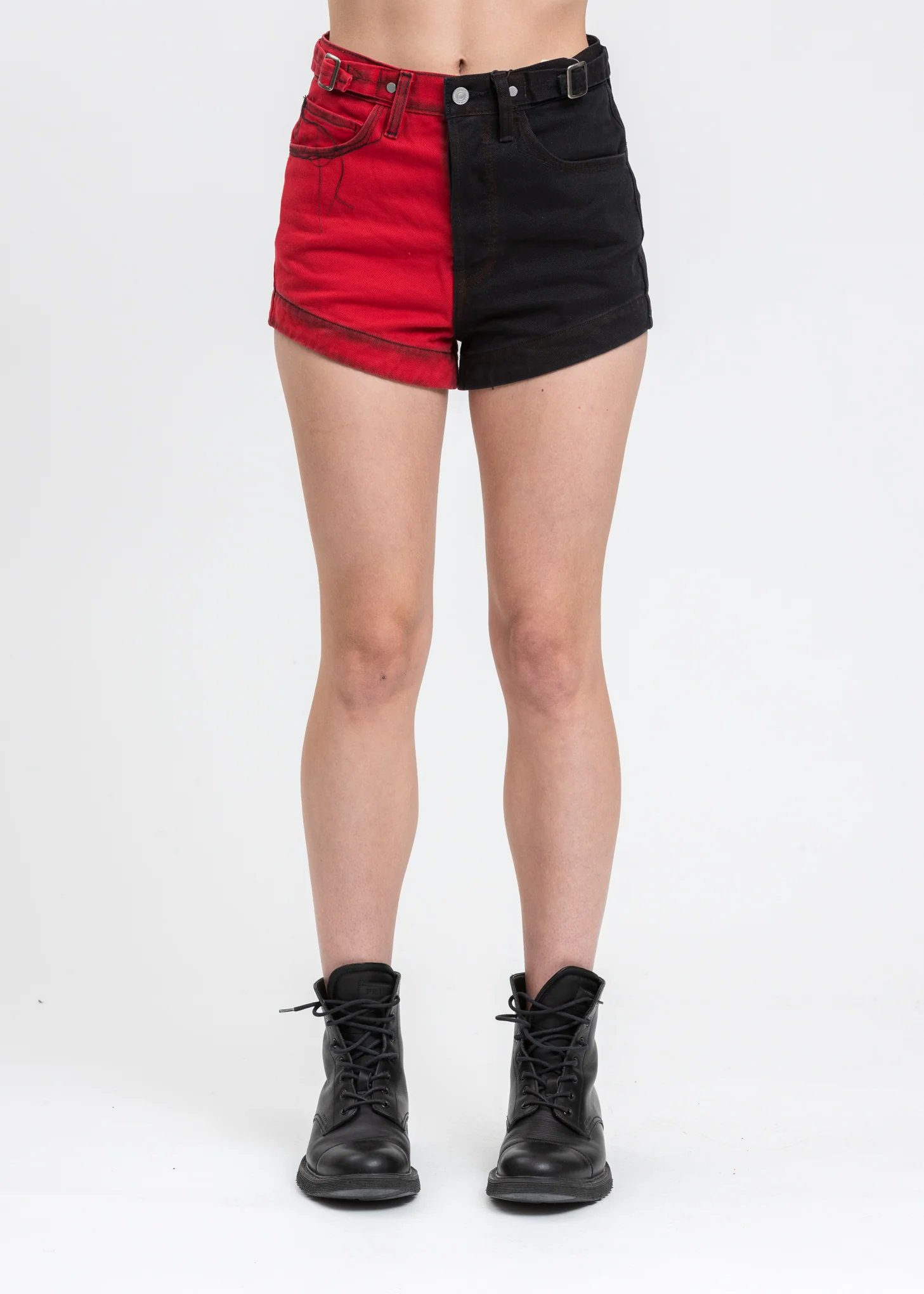 Red and Black Levi's Edition Denim Twill High Straight Loose Jeans - Image 2