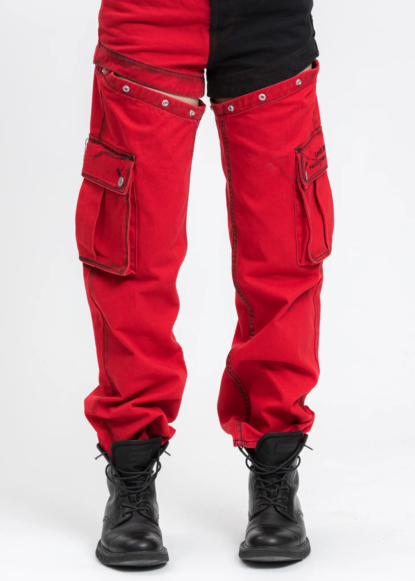 Red and Black Levi's Edition Denim Twill High Straight Loose Jeans - Image 6