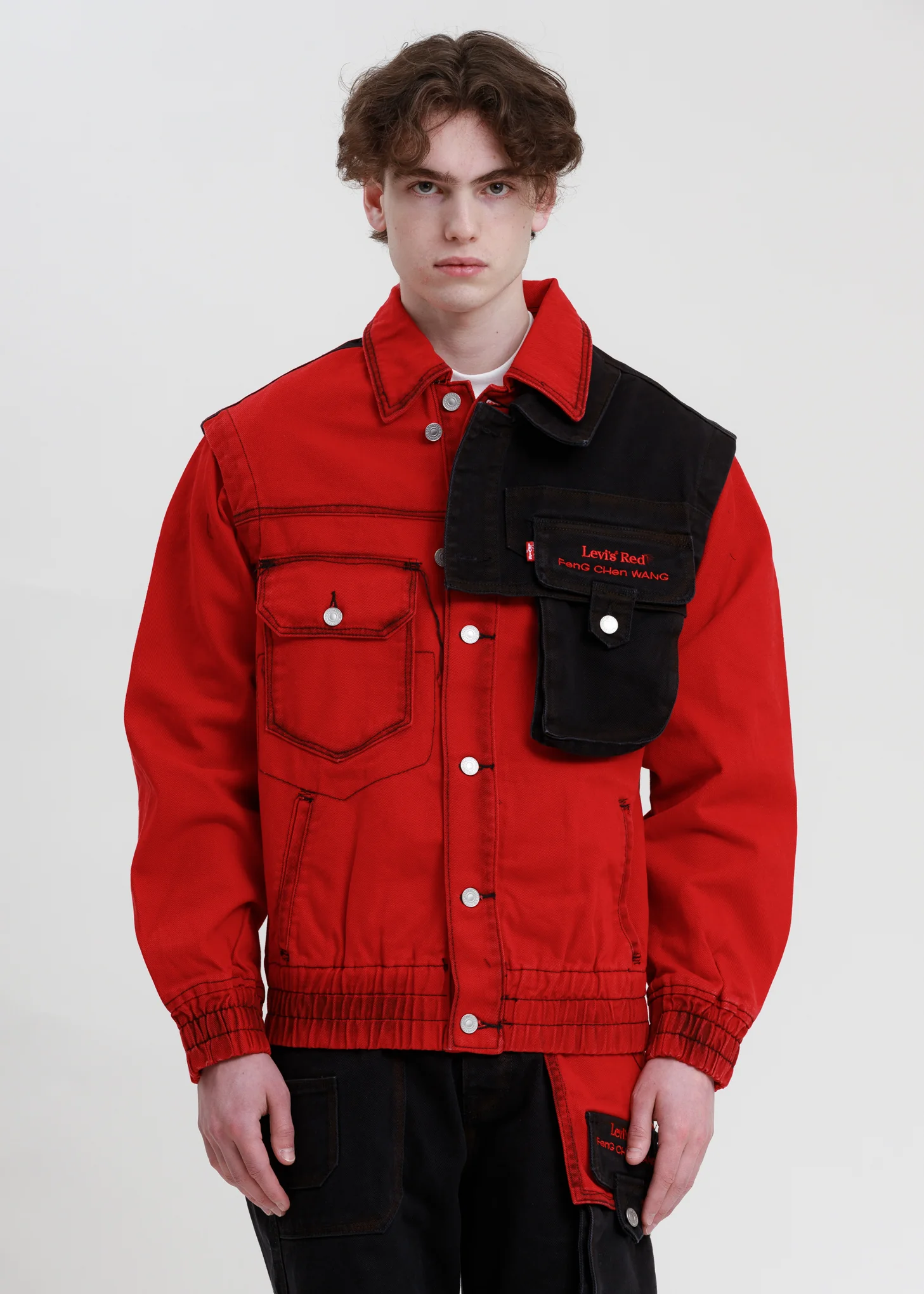 Red And Black Levi's Edition Twill Oversized Jacket