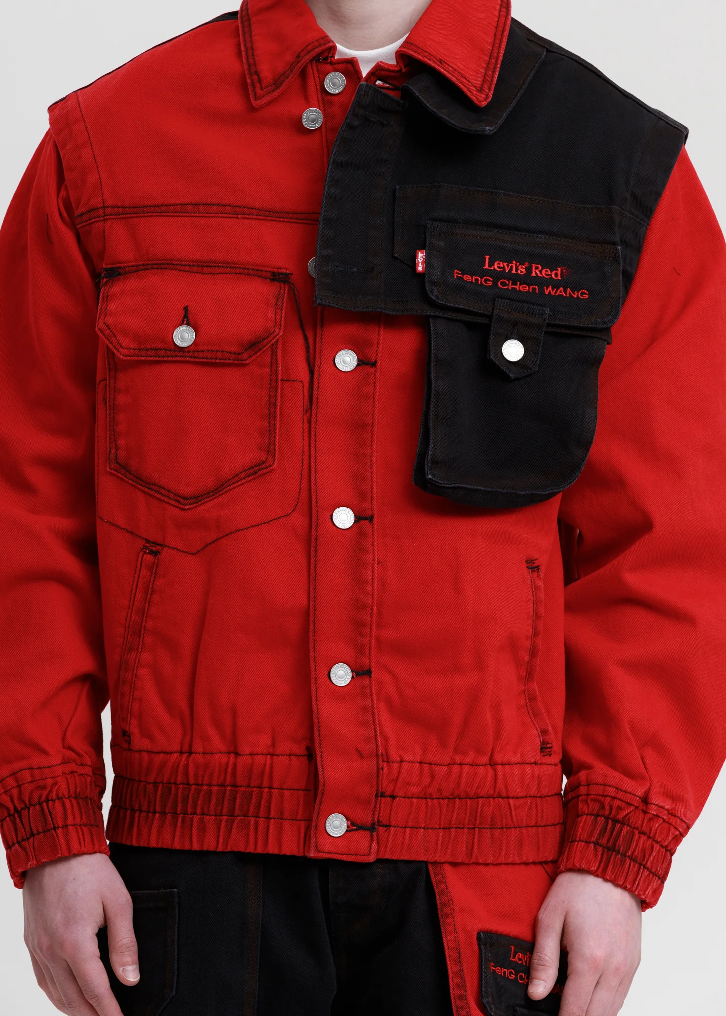 Red And Black Levi's Edition Twill Oversized Jacket - Image 4