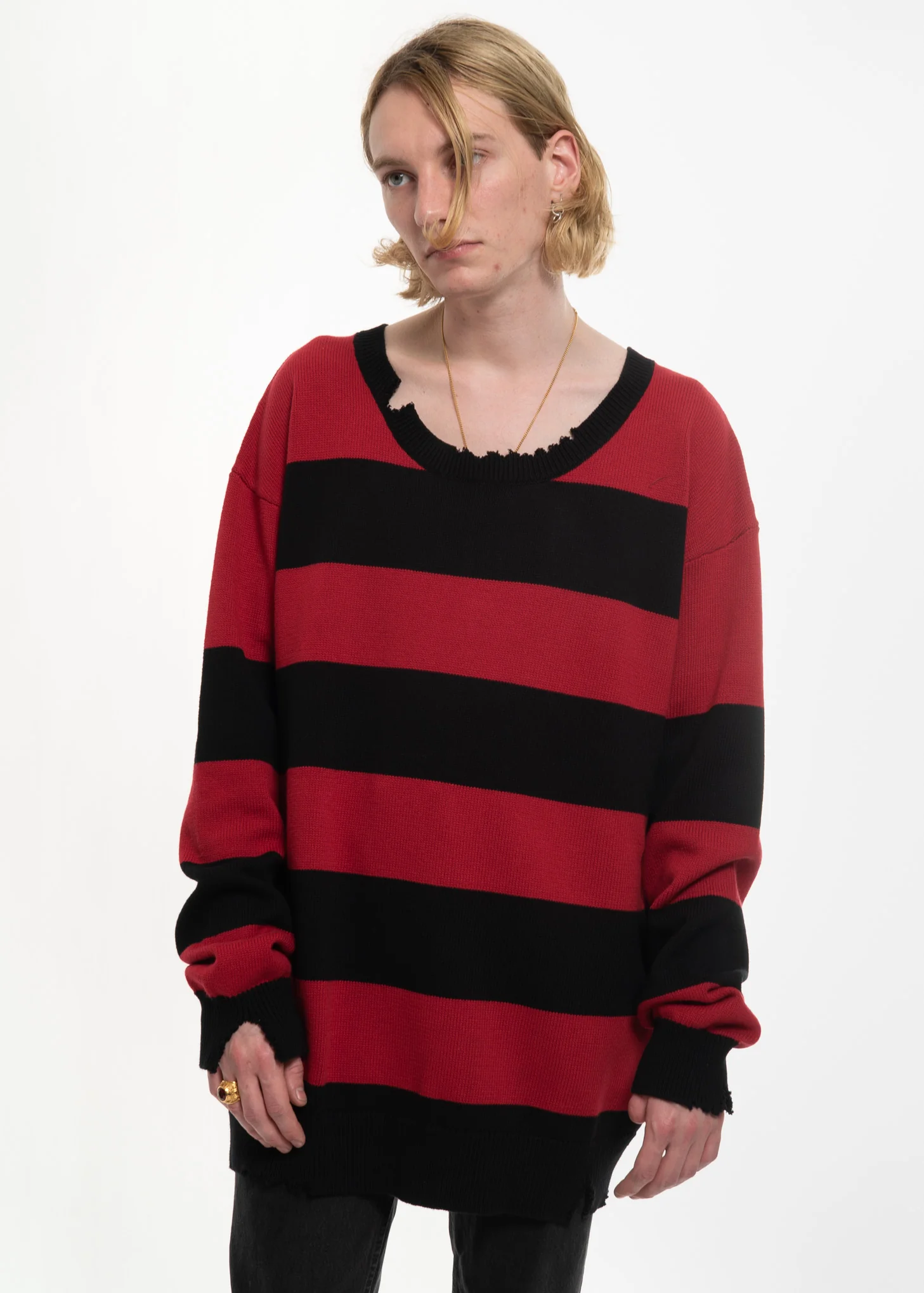 Red and Black Grungie Knit Sweater