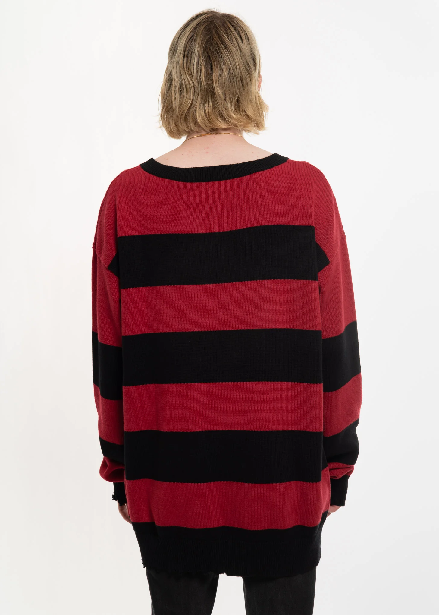 Red and Black Grungie Knit Sweater - Image 3