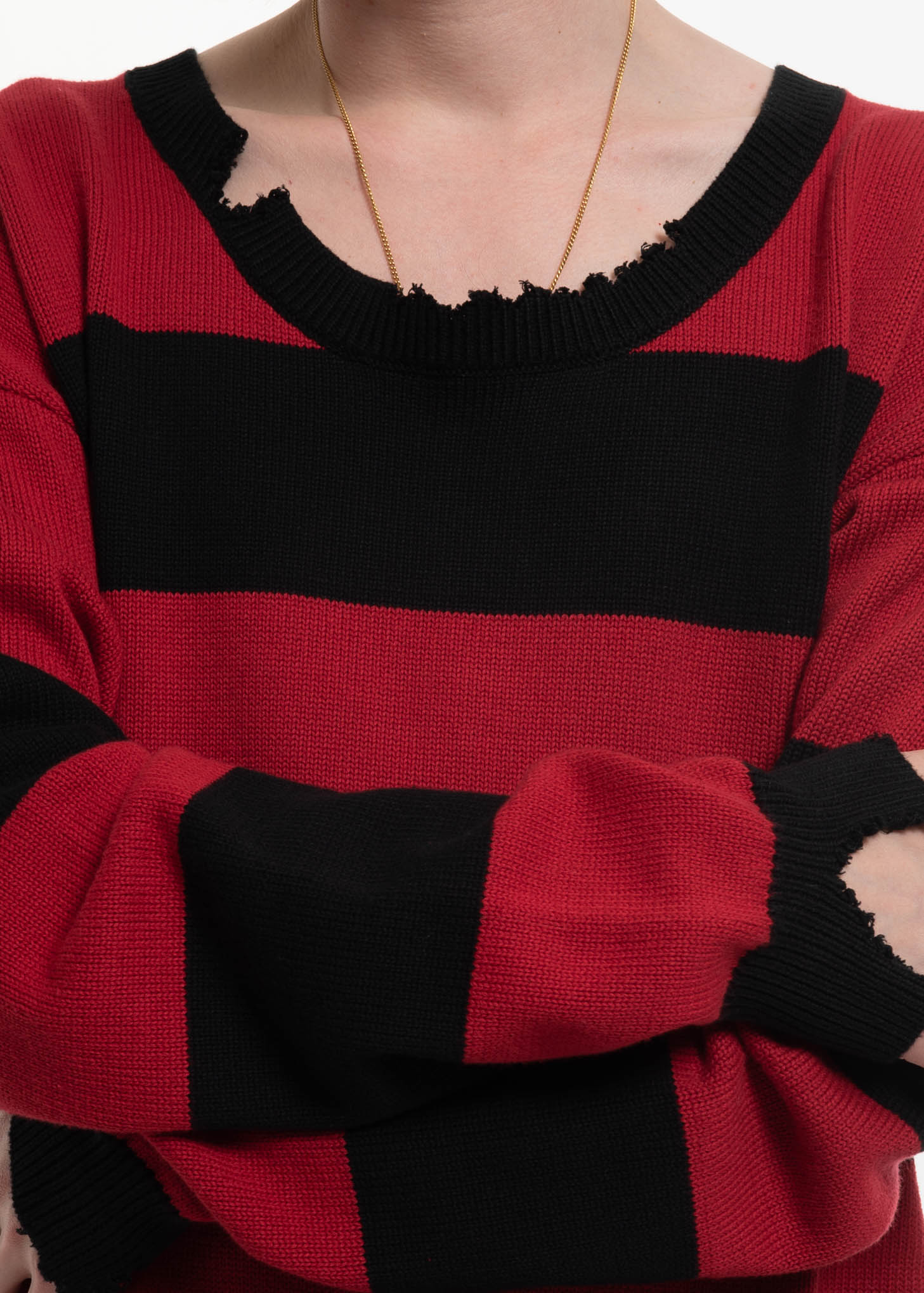 Red and Black Grungie Knit Sweater - Image 6