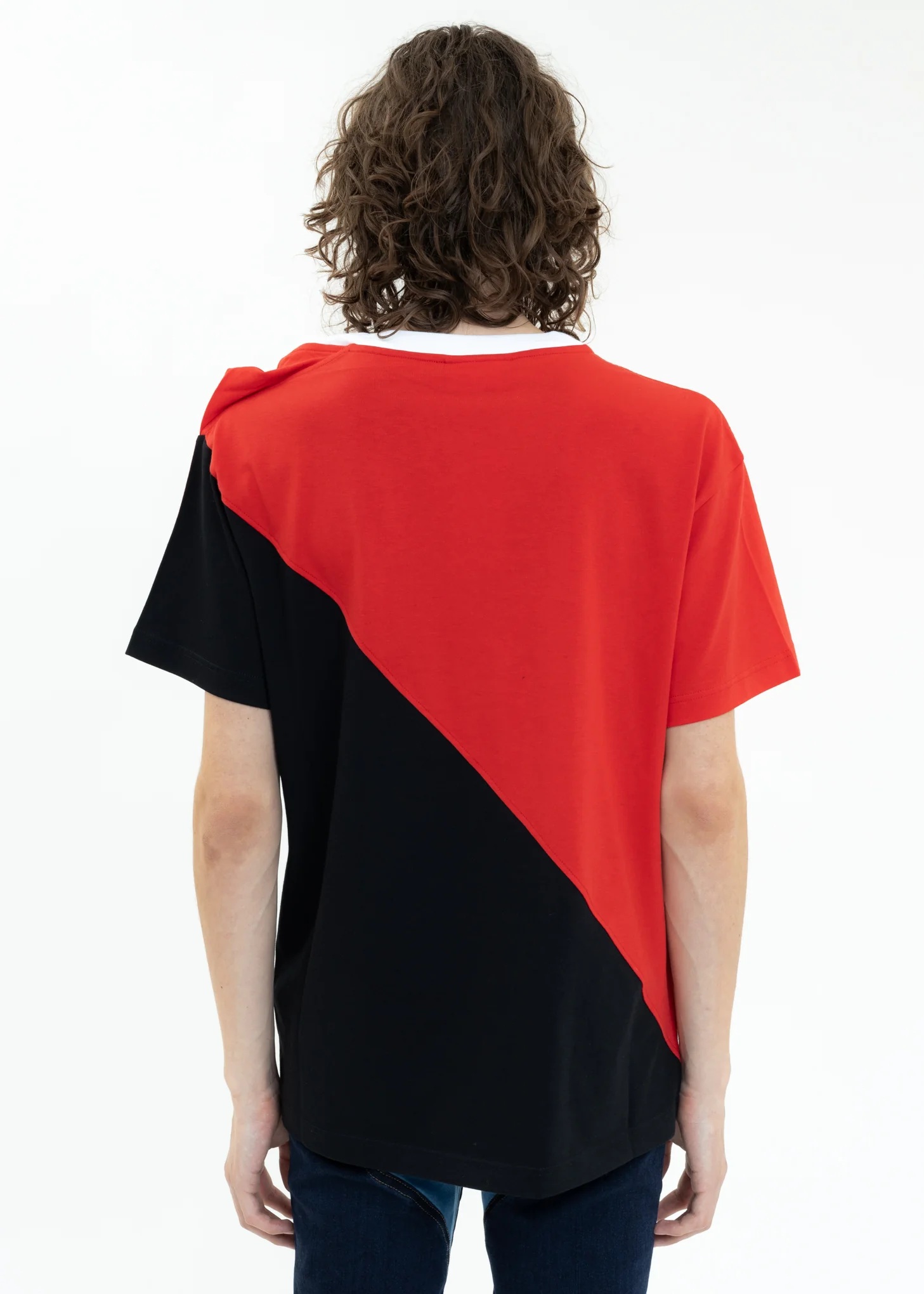 Red And Black Y/PROJECT X FILA CLIP SHOULDER T-Shirt - Image 4