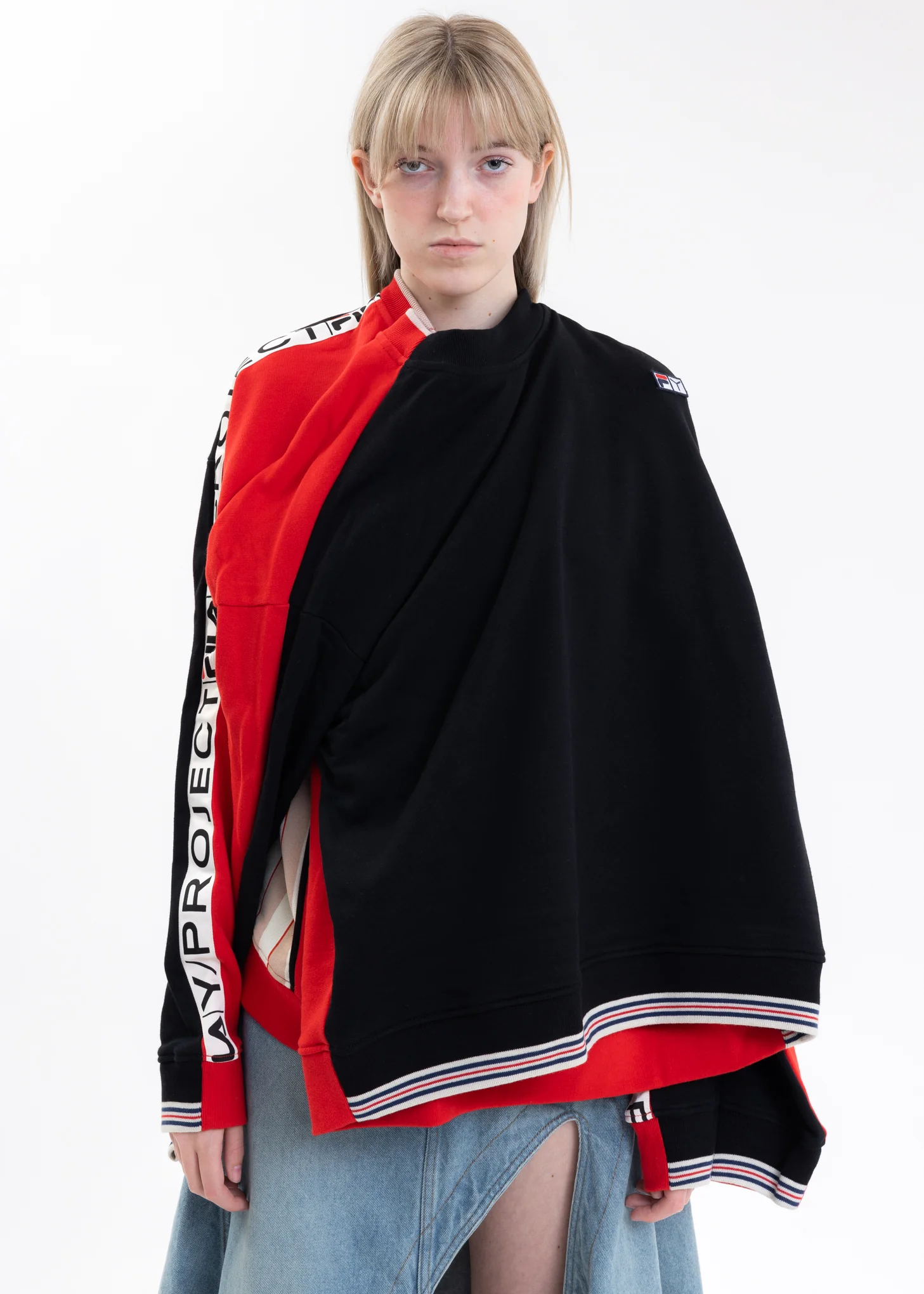 Red And Black Y/PROJECT X FILA REVERSIBLE Sweater