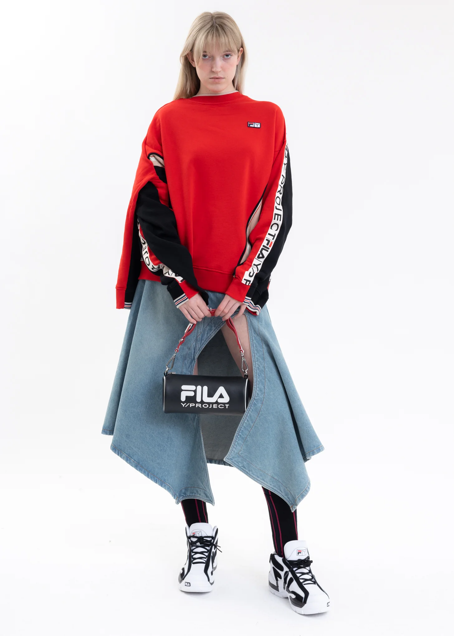 Red And Black Y/PROJECT X FILA REVERSIBLE Sweater - Image 11