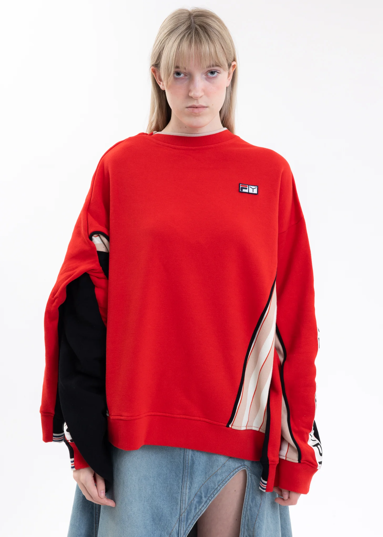Red And Black Y/PROJECT X FILA REVERSIBLE Sweater - Image 2