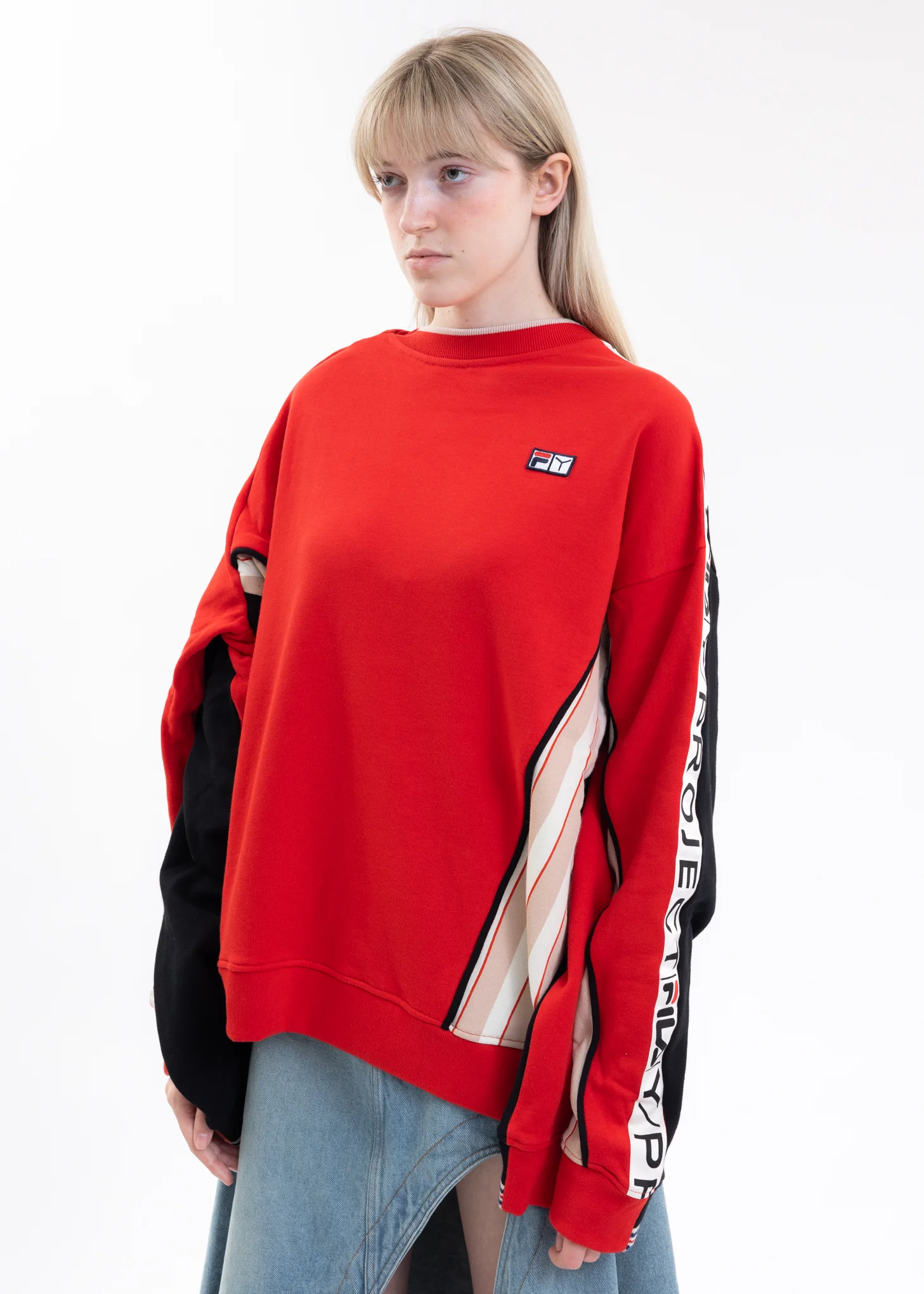 Red And Black Y/PROJECT X FILA REVERSIBLE Sweater - Image 8