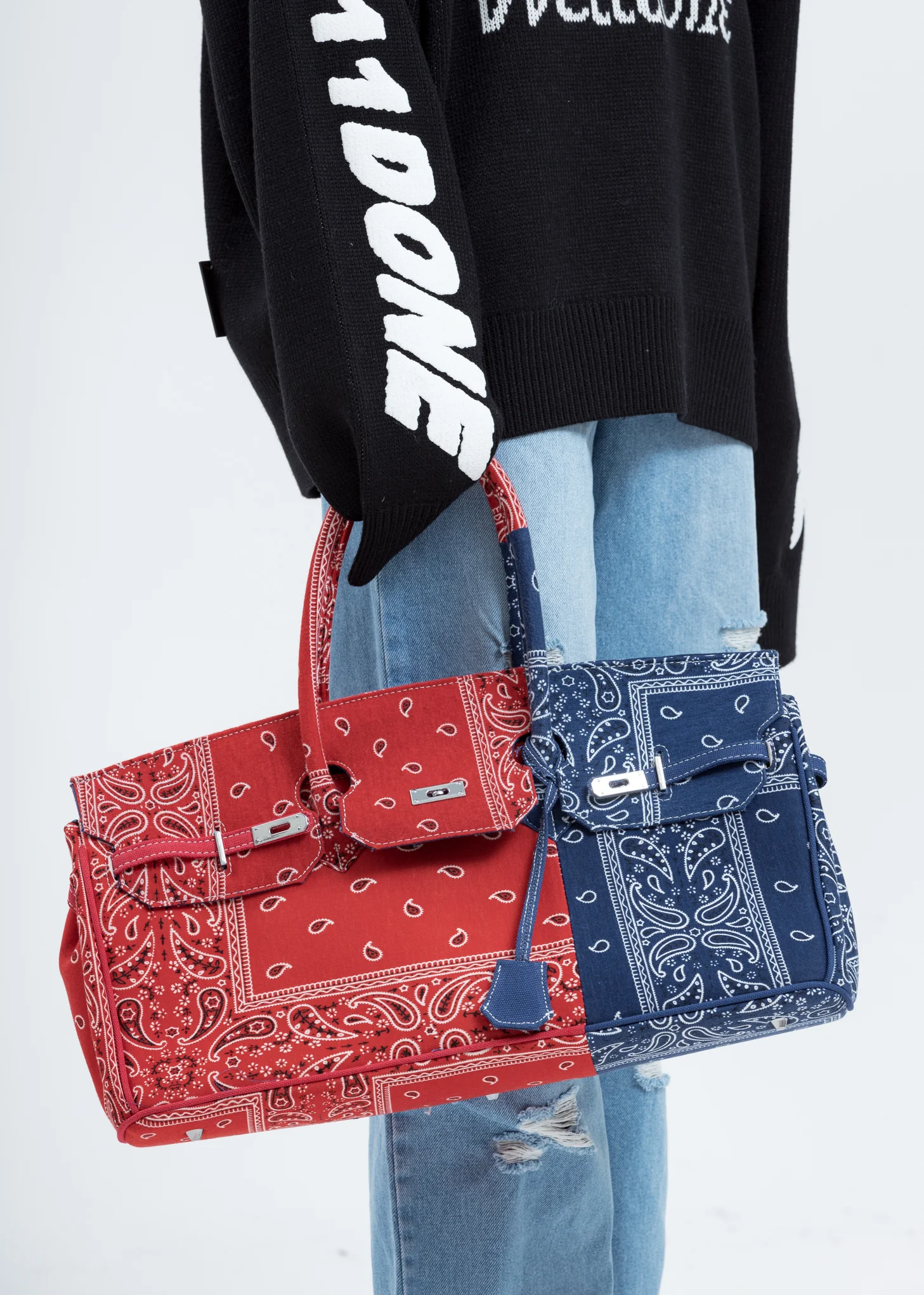 Red And Blue Remade Bandana Bag - Image 2