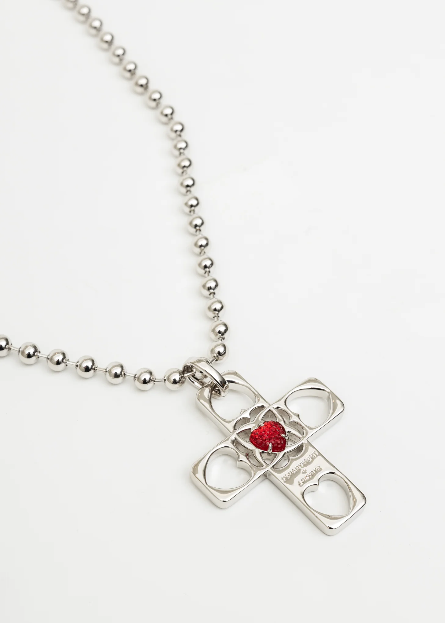 Red and Silver Hearts Cross Necklace - Image 3
