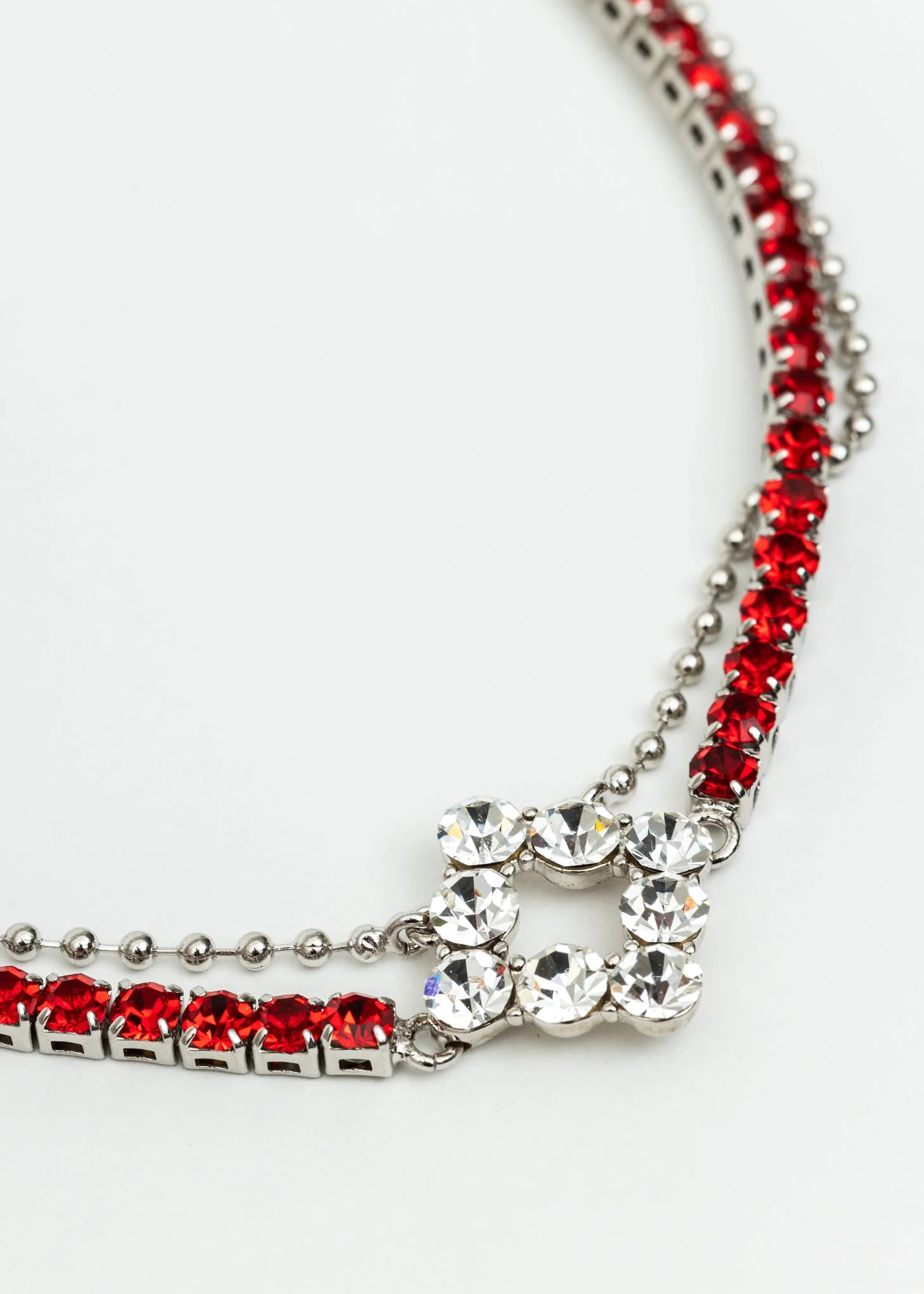 Red and White Rhinestone Mix Necklace - Image 5