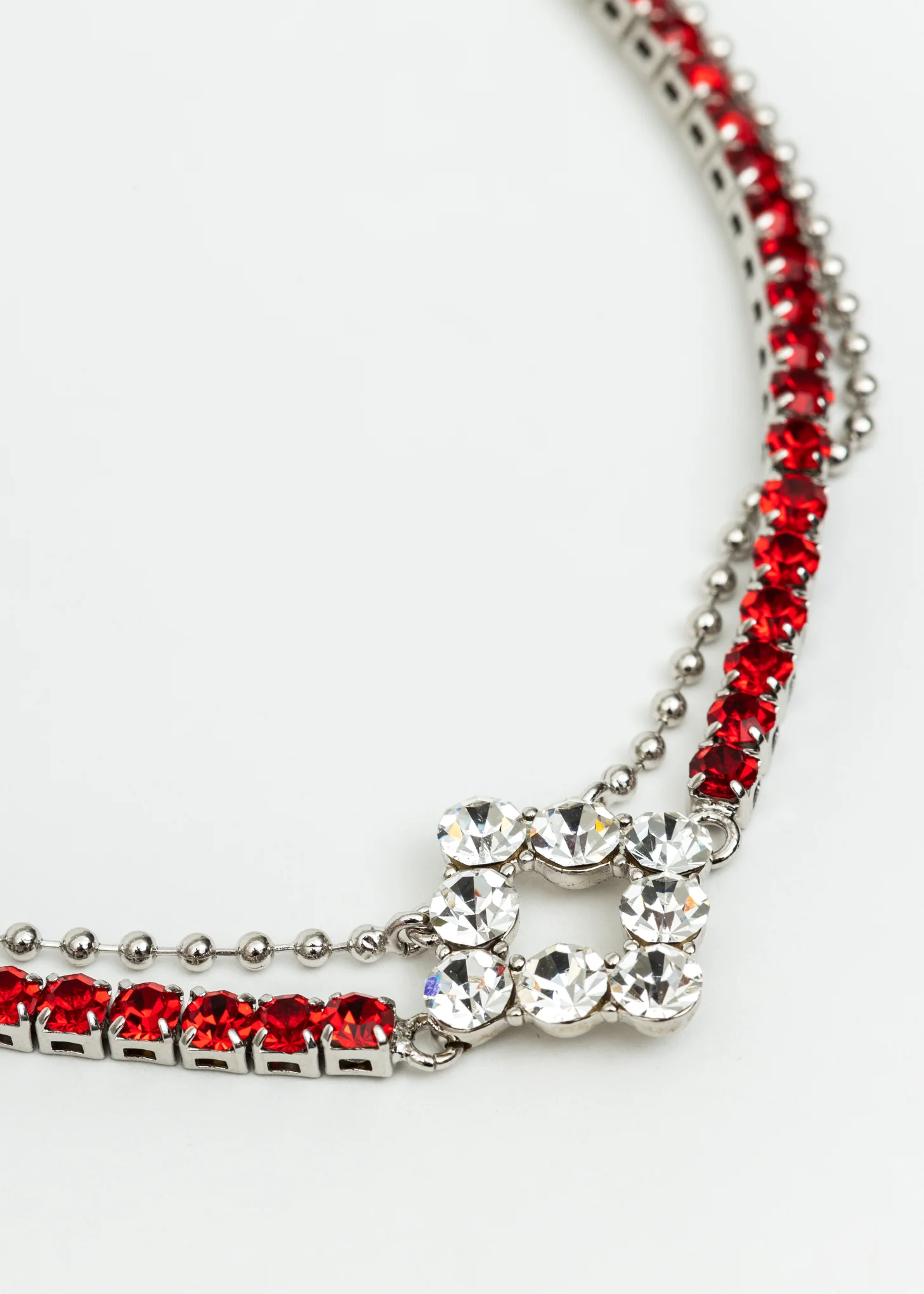 Red and White Rhinestone Mix Necklace - Image 4