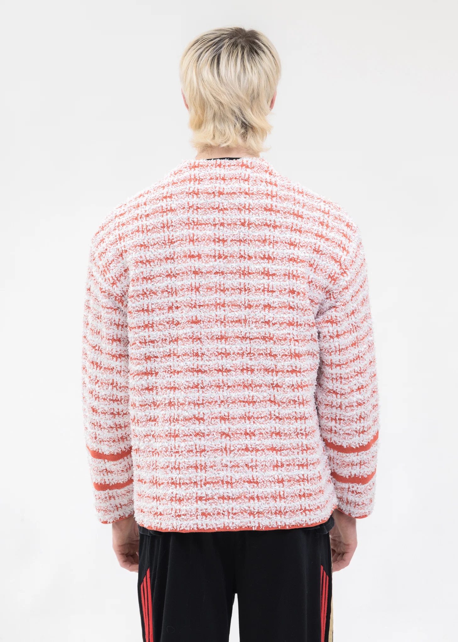 Red And White TWEED KNIT CARDIGAN JACKET - Image 2