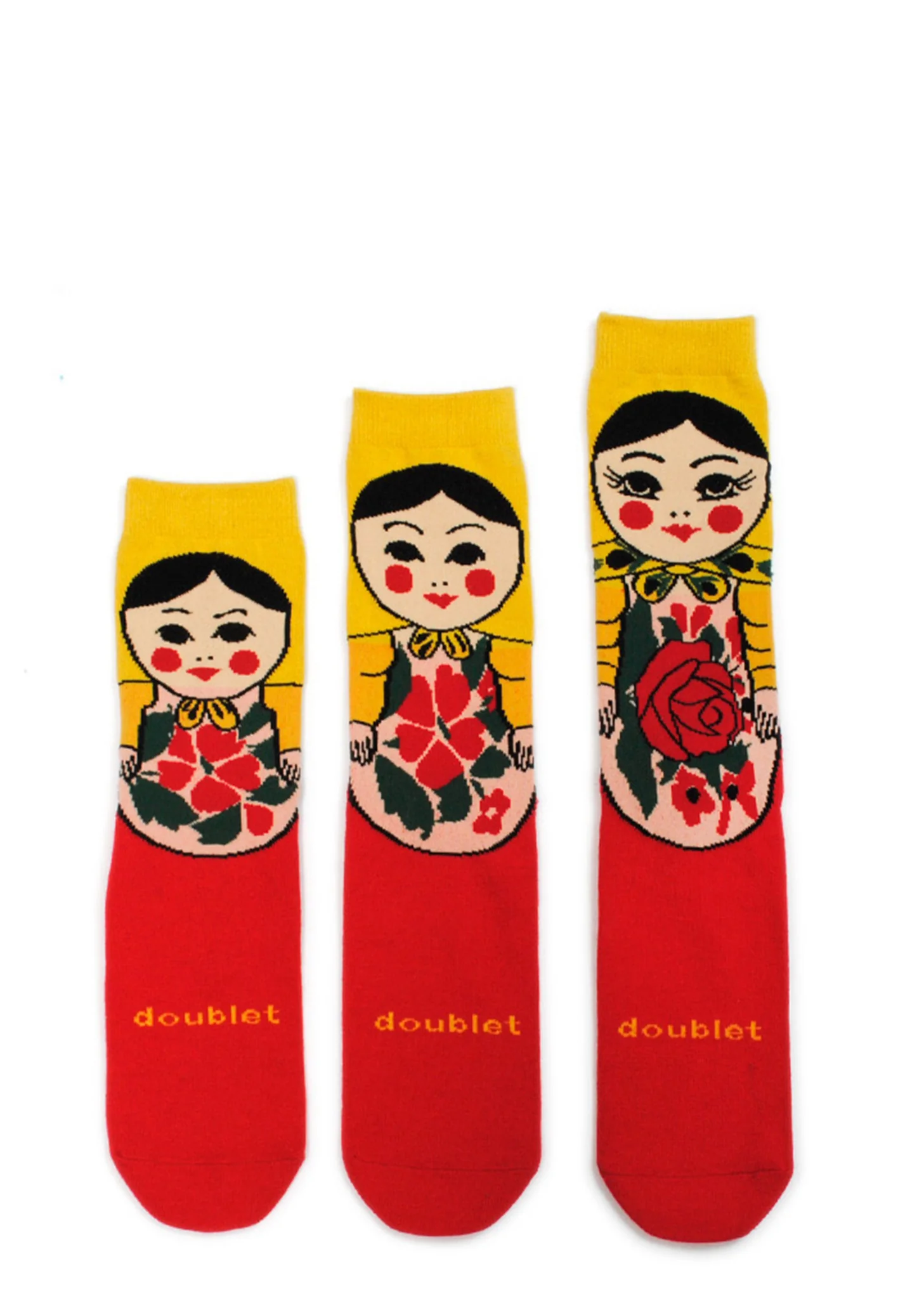 Red and Yellow Matryoshka Socks