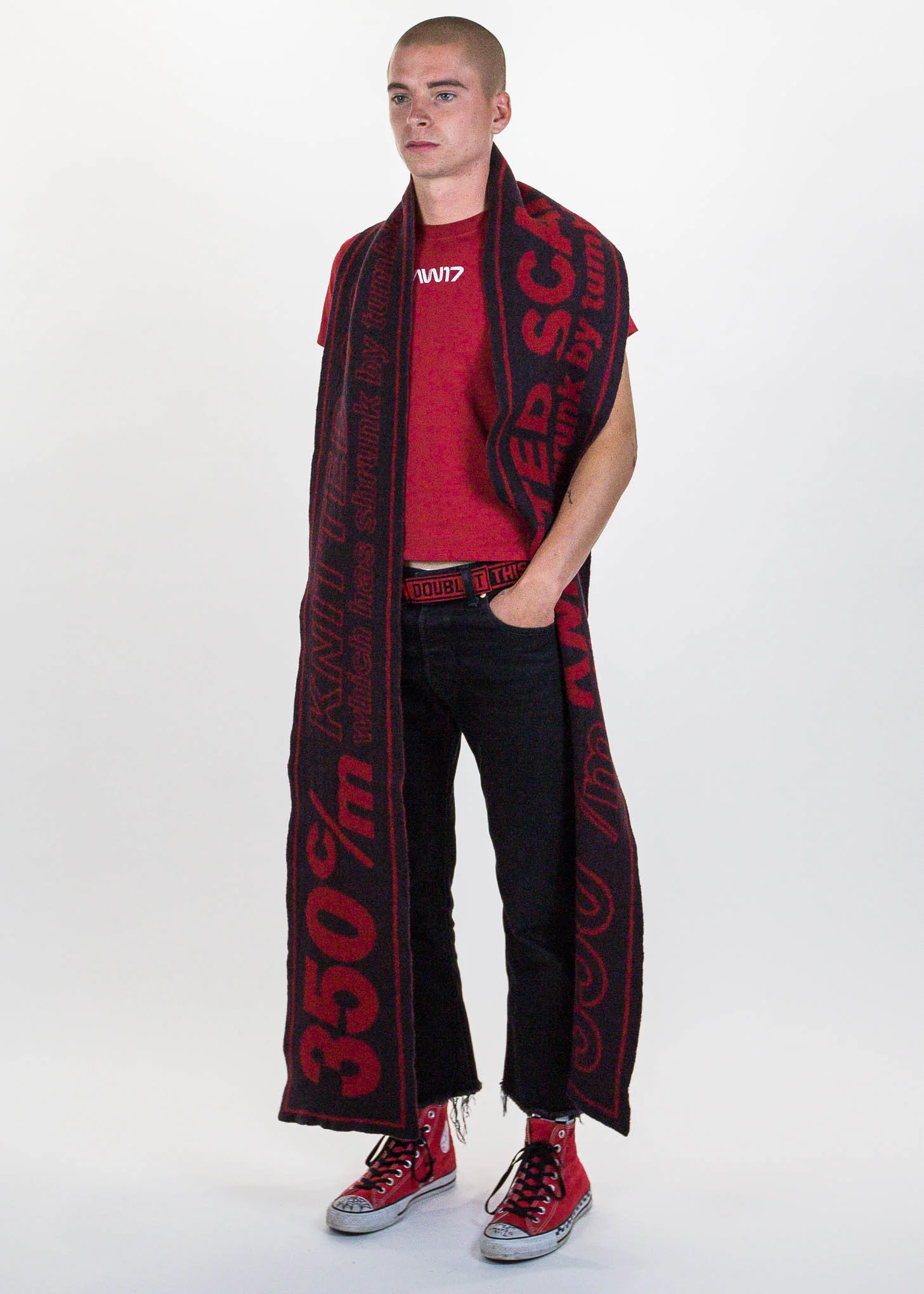 Red "AW17" Embroidery T-Shirt - Image 5