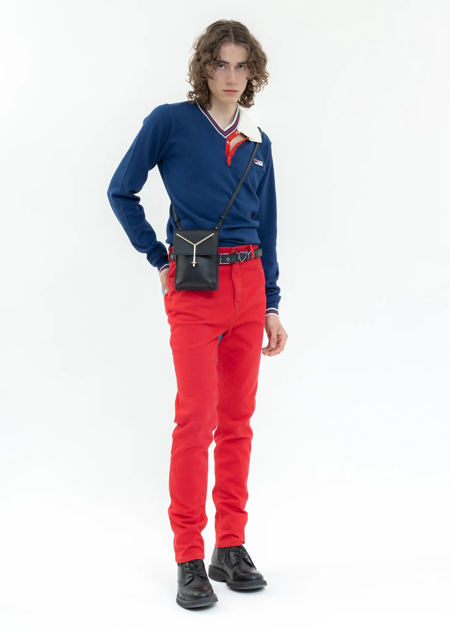 Red BICOLOR HEART LEGGINGS Jeans - Image 6