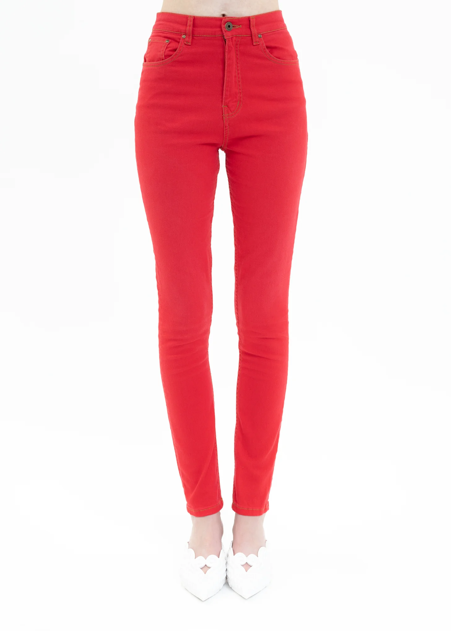Red BICOLOR HEART LEGGINGS Jeans - Image 2