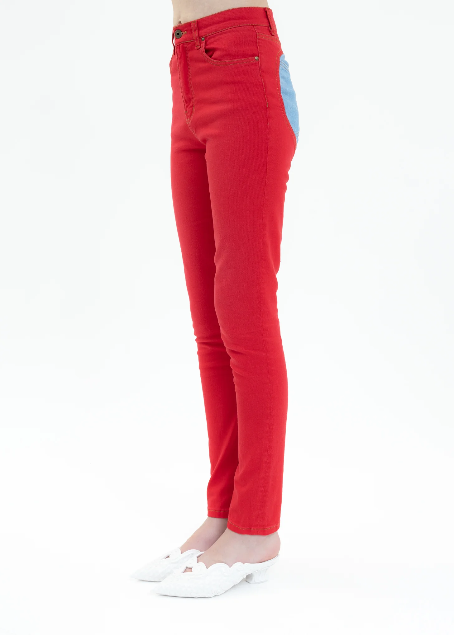 Red BICOLOR HEART LEGGINGS Jeans - Image 3