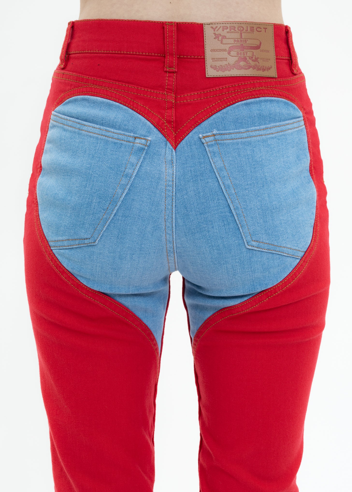 Red BICOLOR HEART LEGGINGS Jeans - Image 4