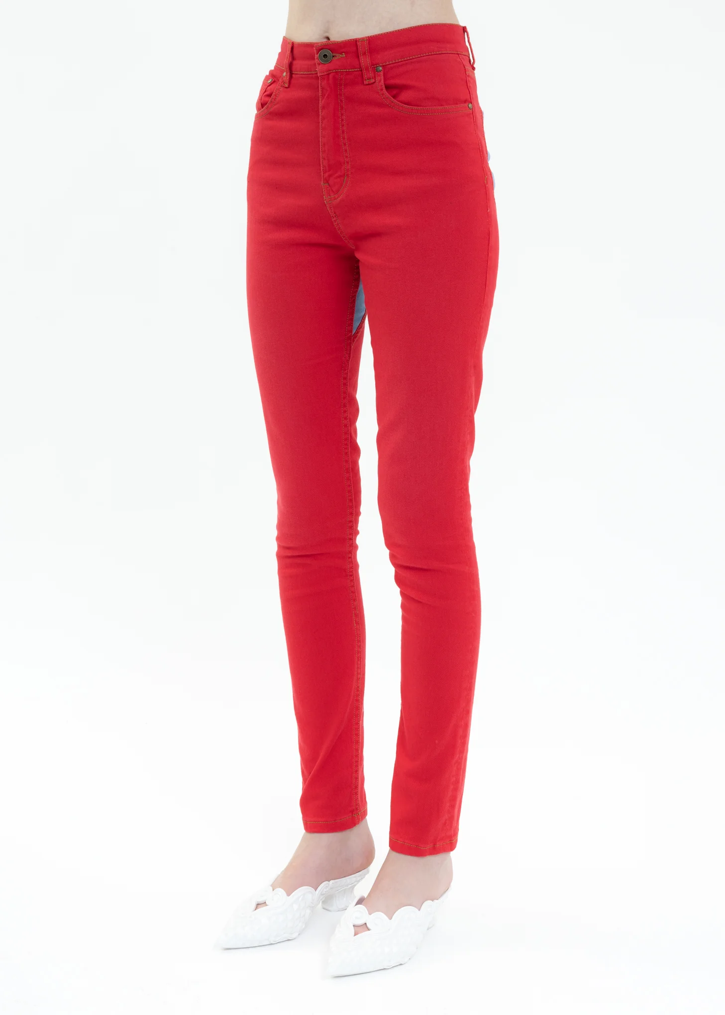 Red BICOLOR HEART LEGGINGS Jeans - Image 5