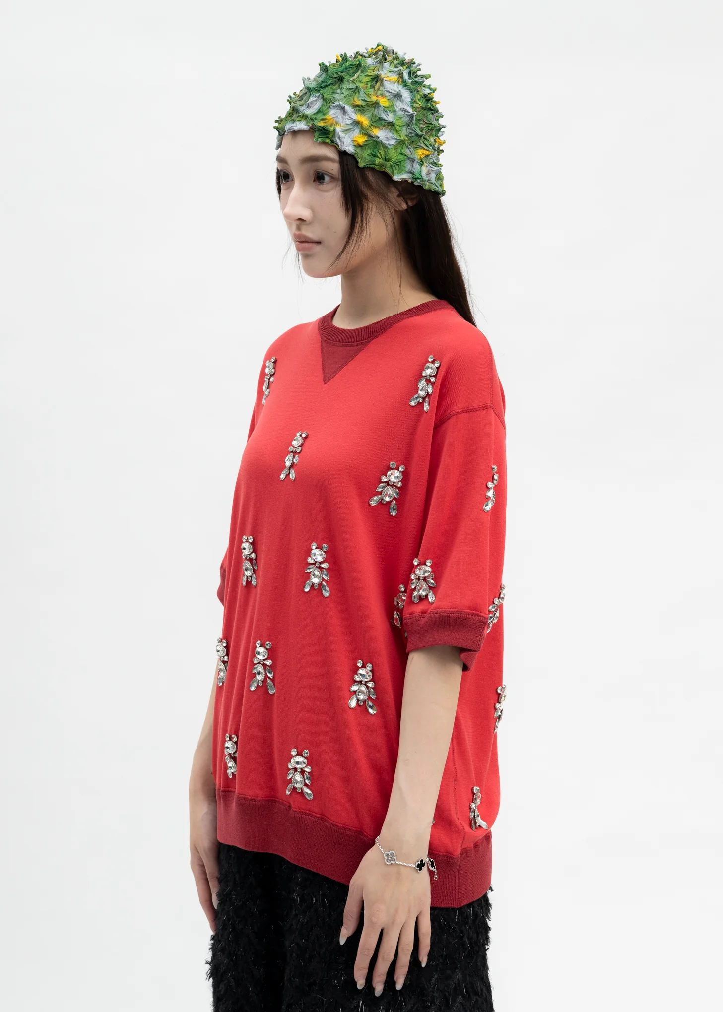 RED BIJOUX BEAR KNIT T-SHIRT - Image 3