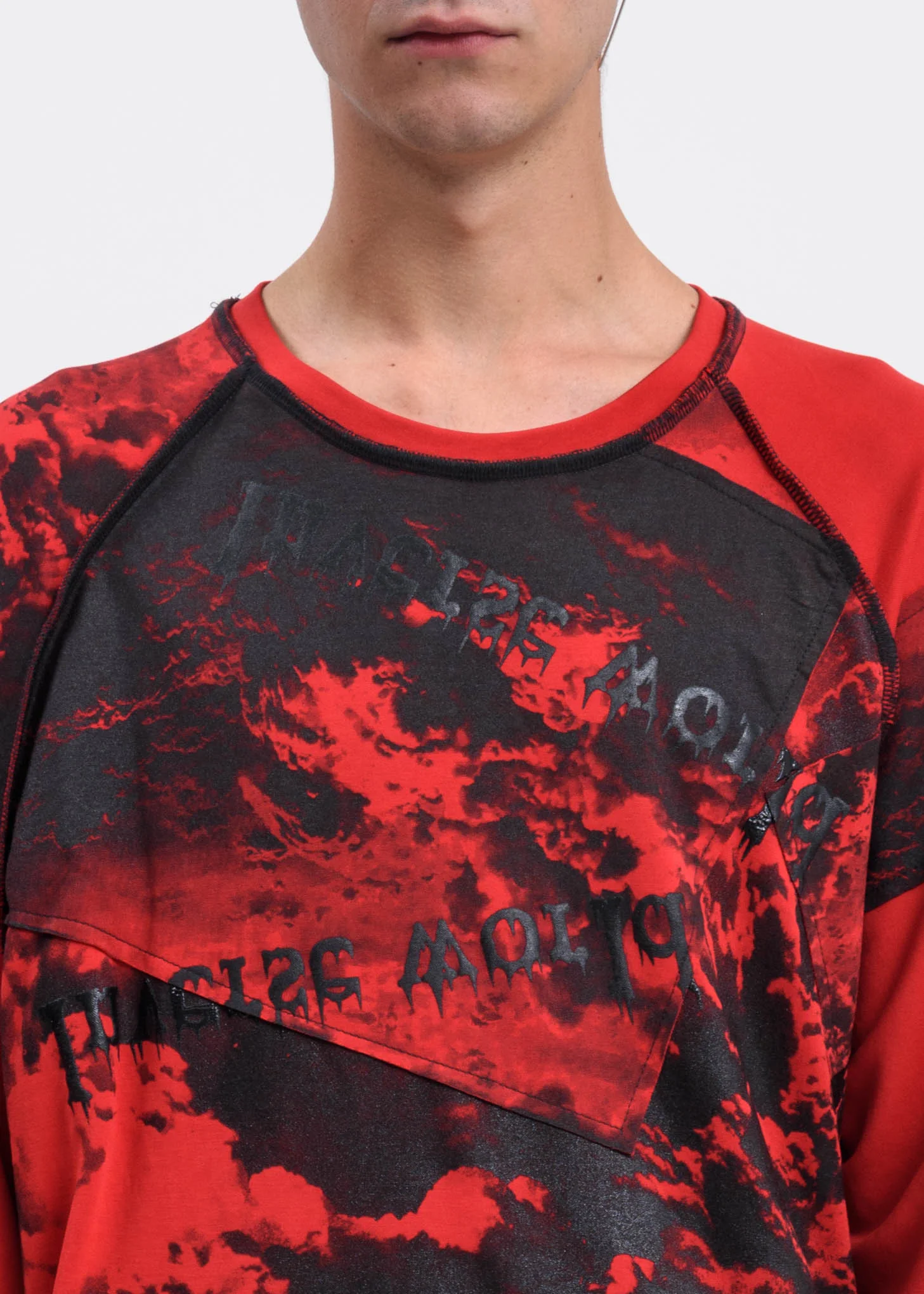 Red Black Clouds Oversized T-Shirt - Image 3