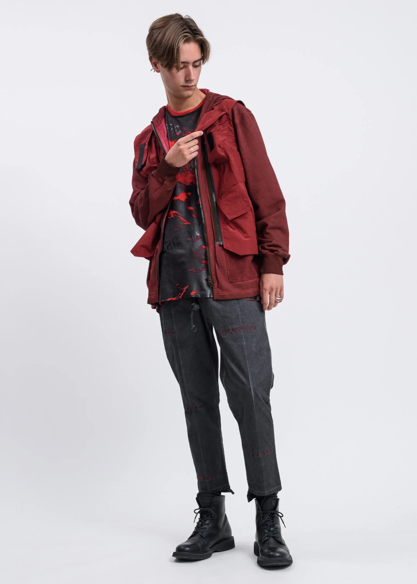 Red Black Clouds Oversized T-Shirt - Image 5