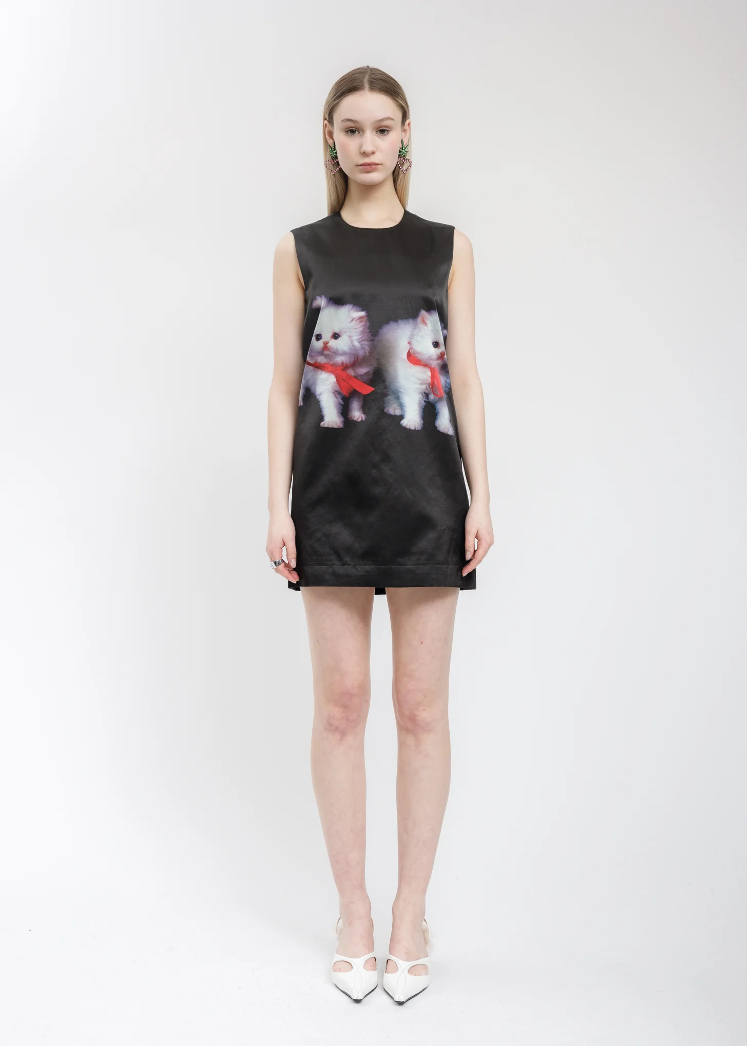Red Bow Kitten Shift Mini Dress