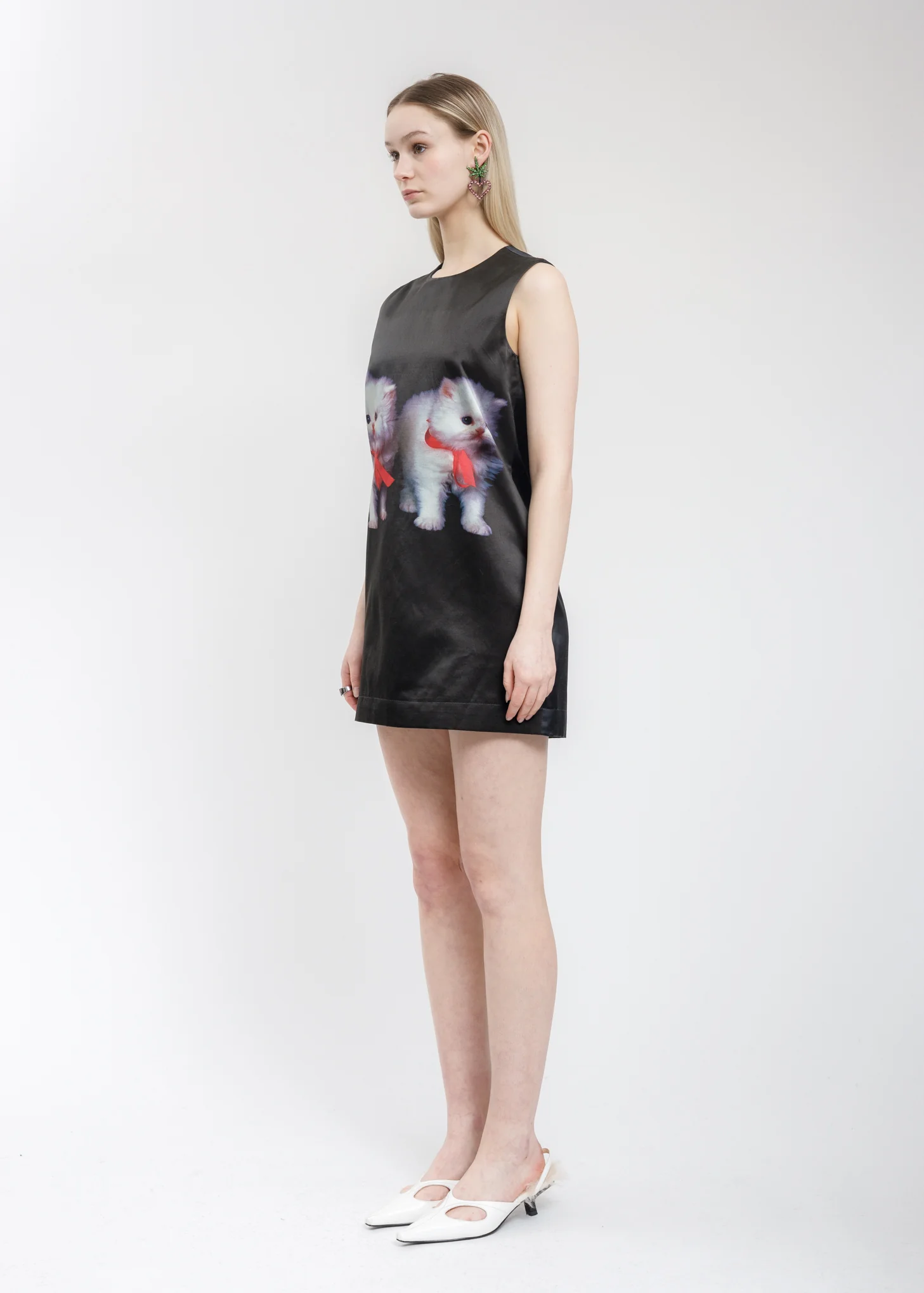 Red Bow Kitten Shift Mini Dress - Image 3