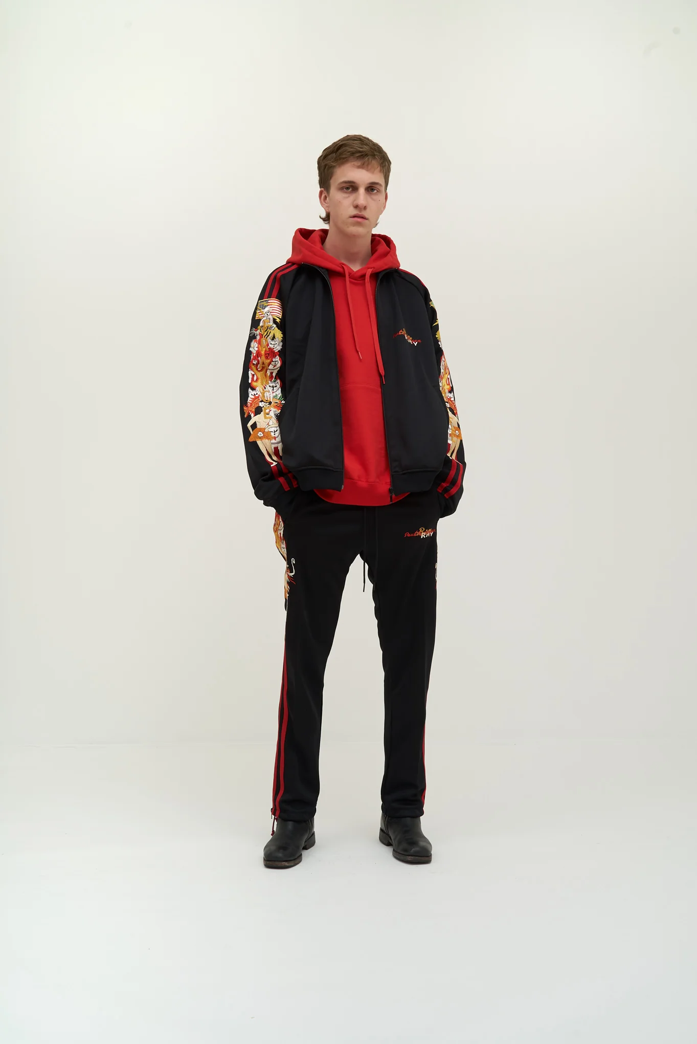 Red Chaos Embroidery Hoodie - Image 5