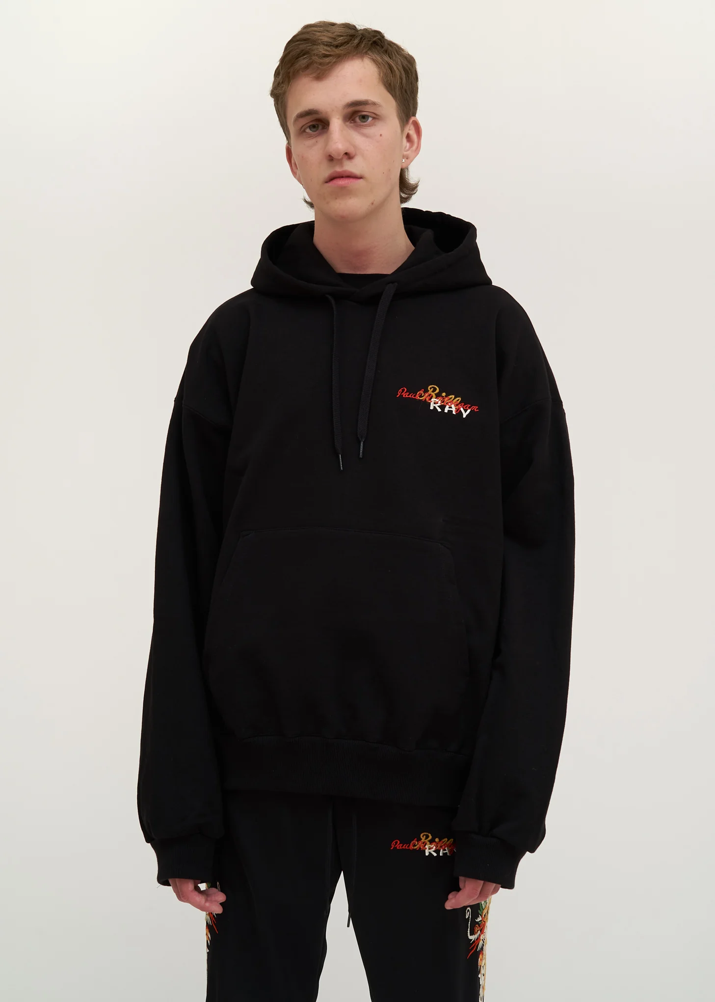 Black Chaos Embroidery Hoodie - Image 2