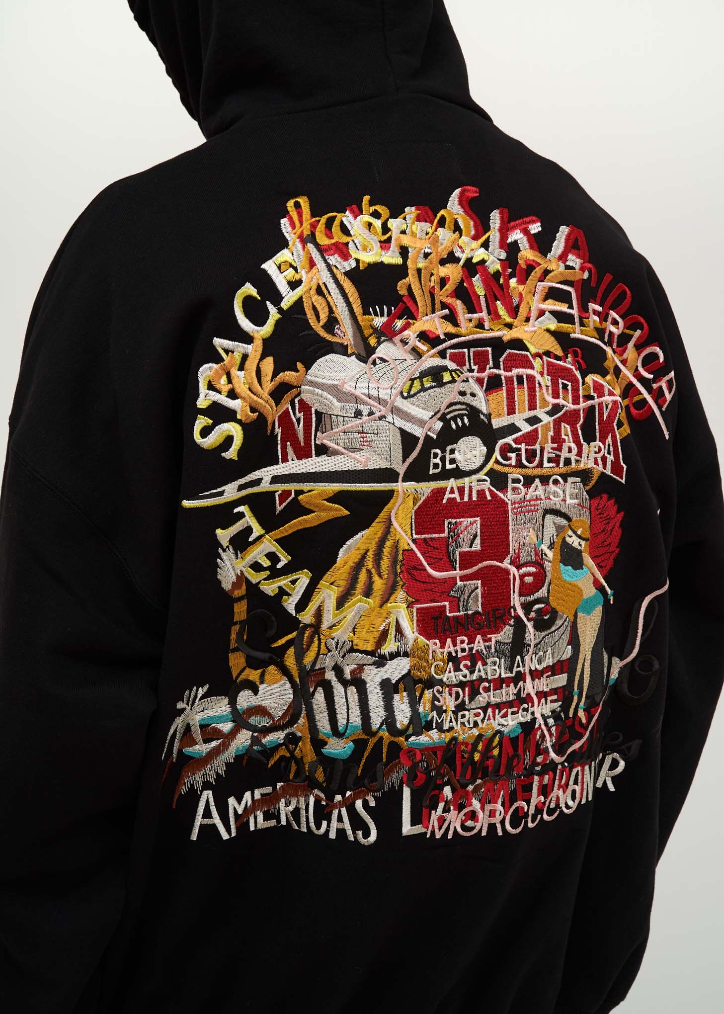Black Chaos Embroidery Hoodie - Image 3