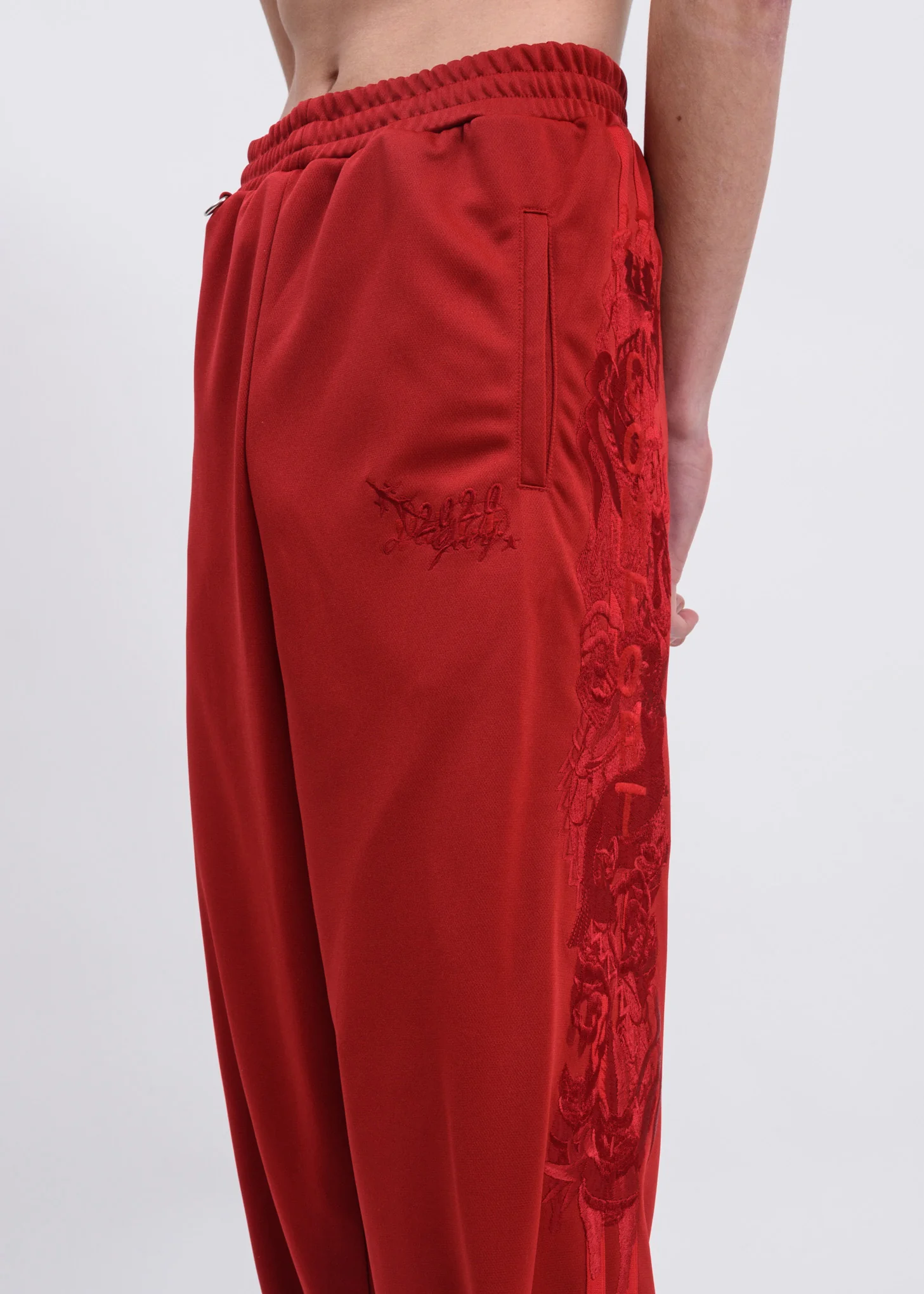 Red Chaos Embroidery Track Pants - Image 5