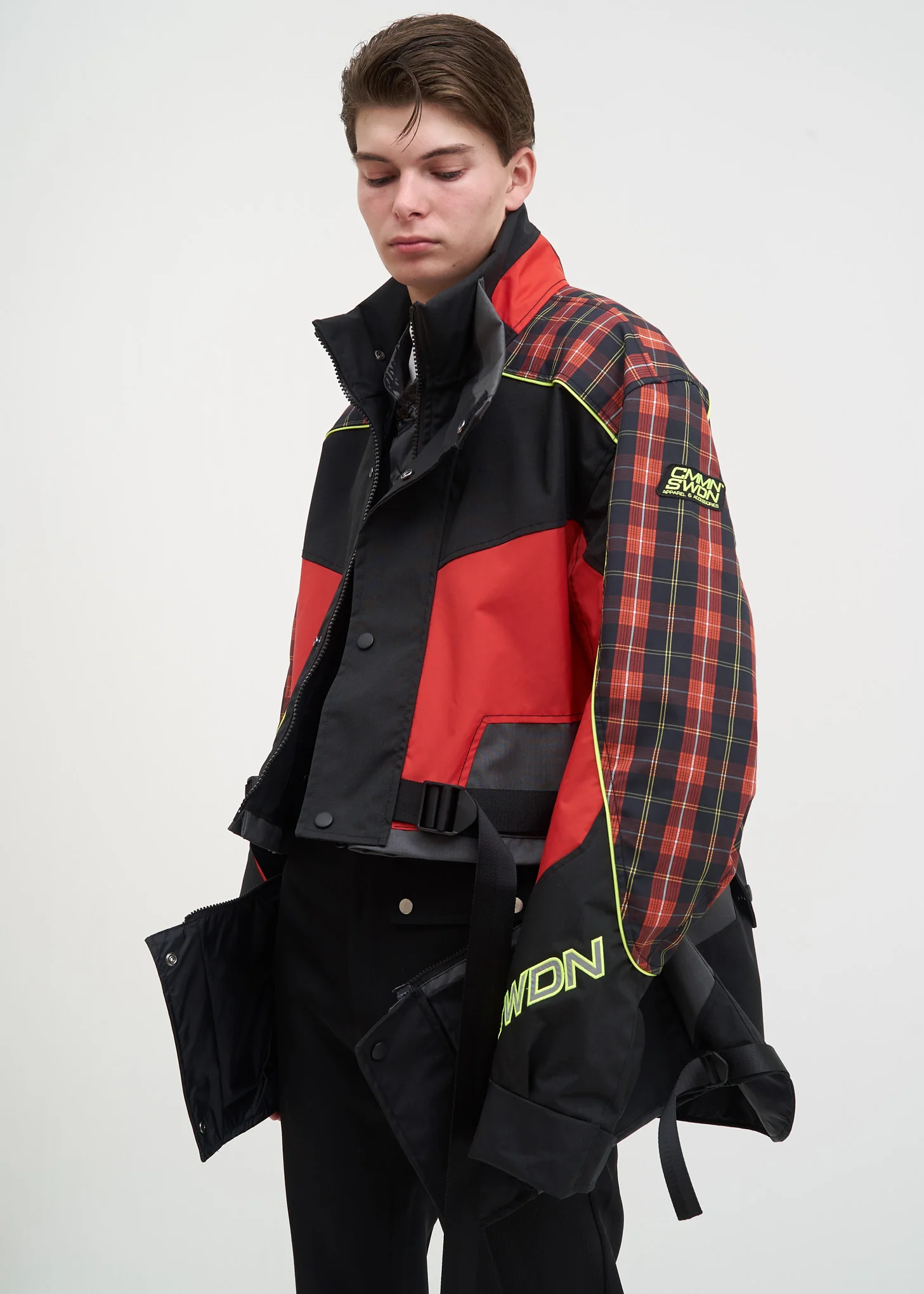 Red Check Roman Technical Jacket - Image 3