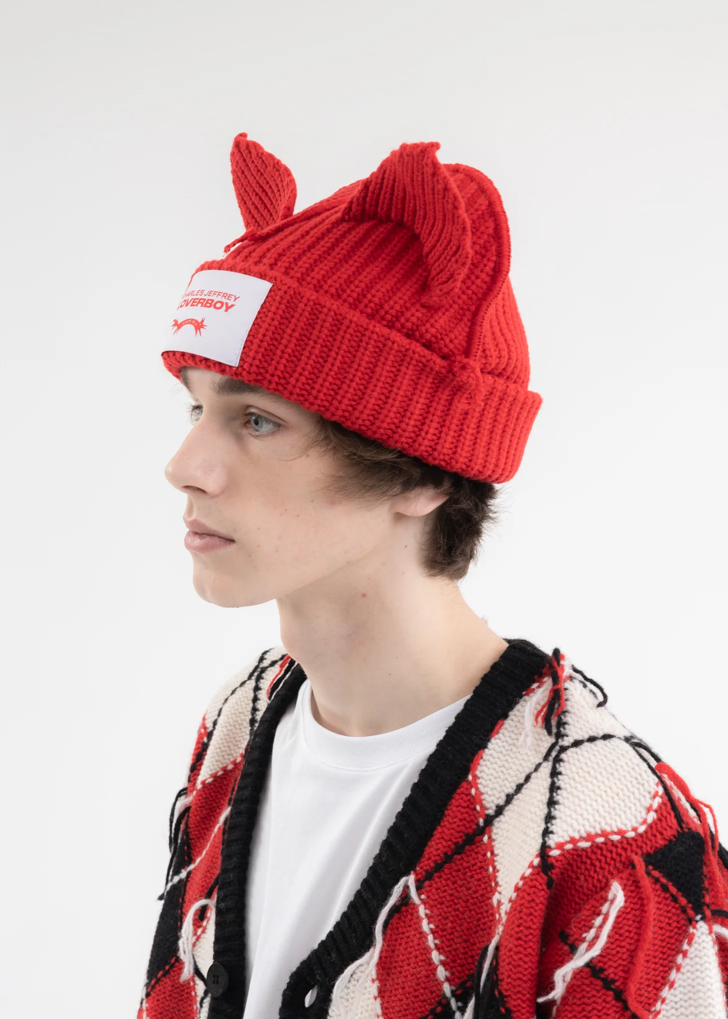 RED CHUNKY EARS BEANIE - Image 4
