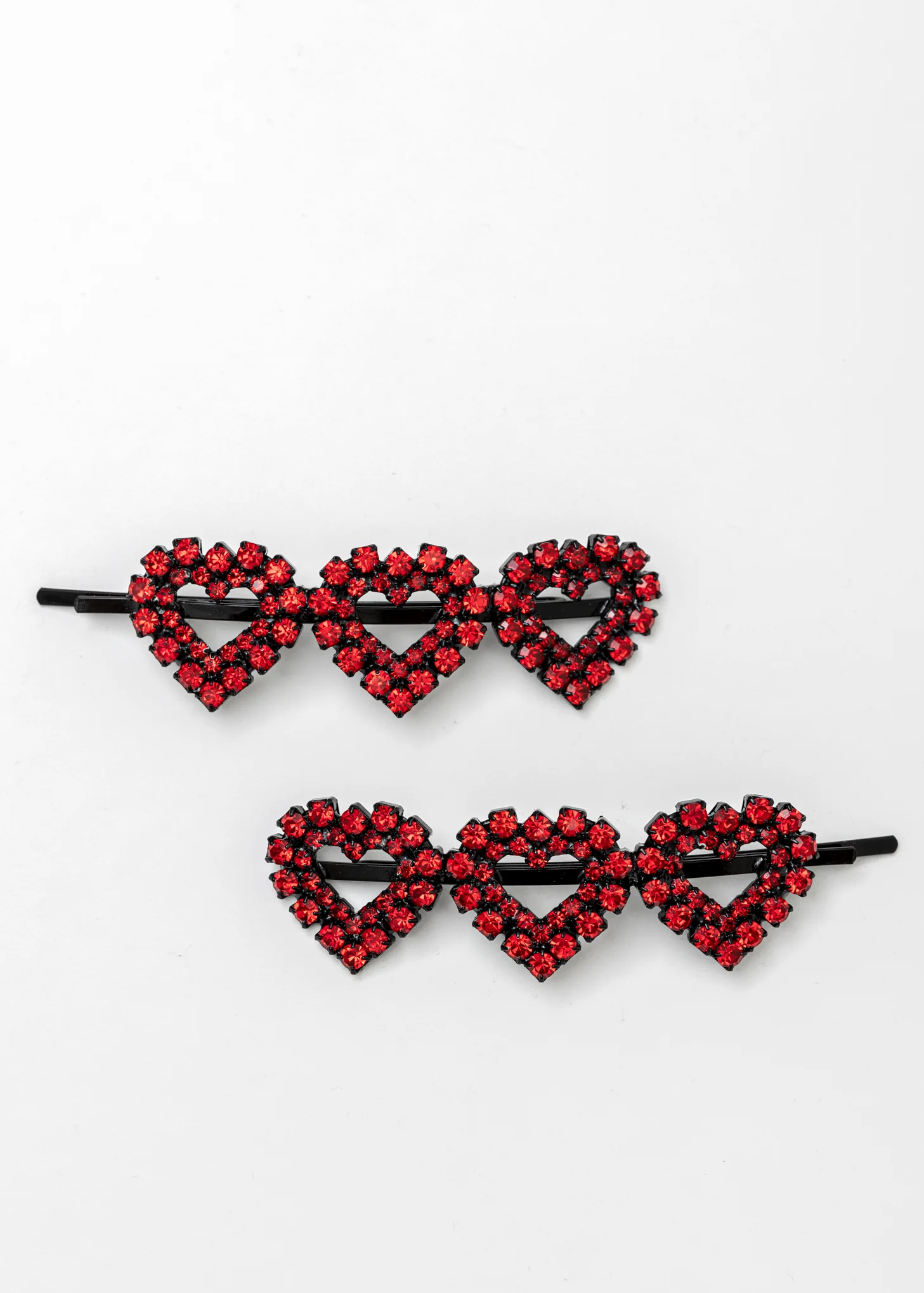 Red Crystal Three Hearts Hairpin