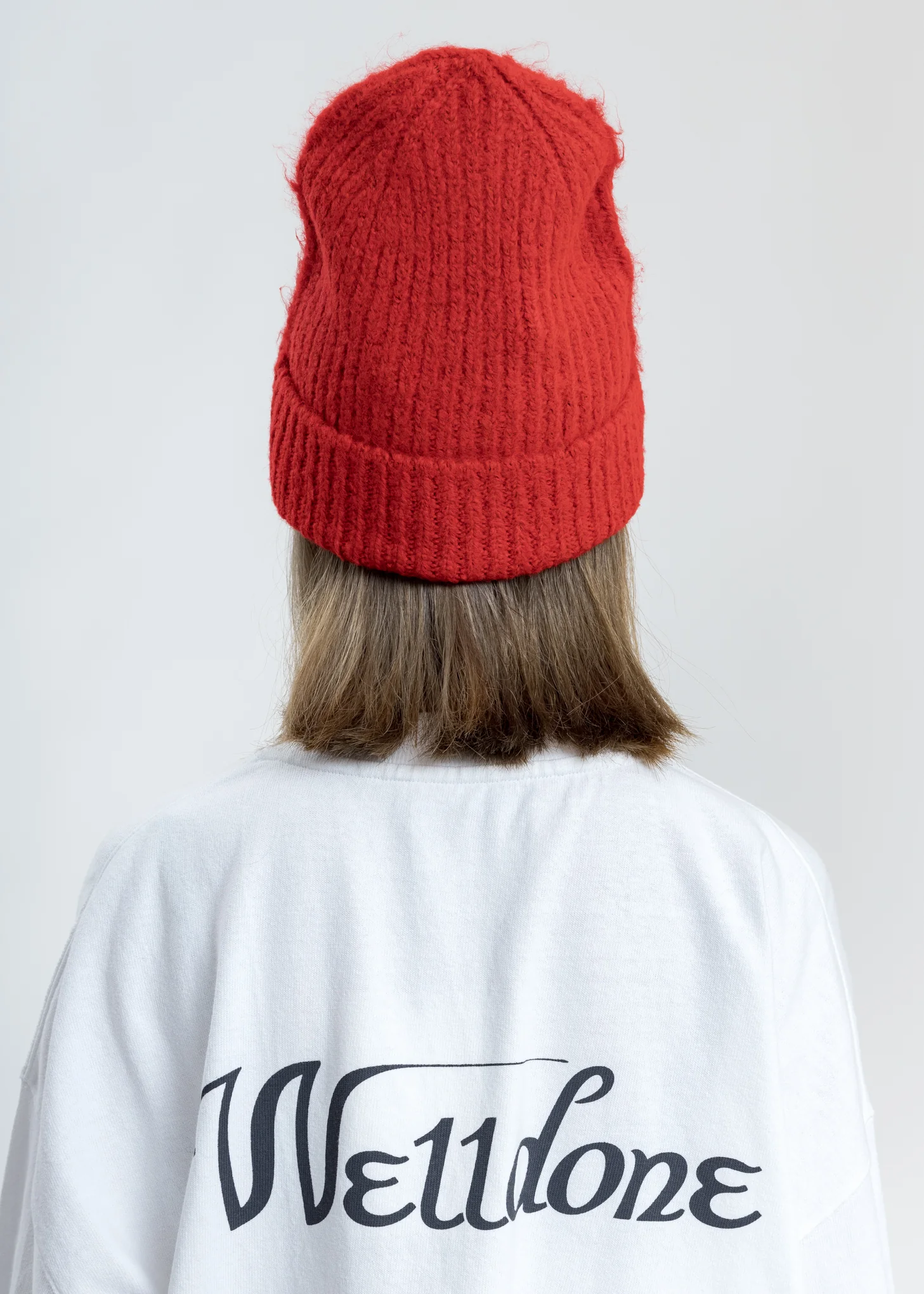 Red Embroidered Metal Logo Long Beanie - Image 4
