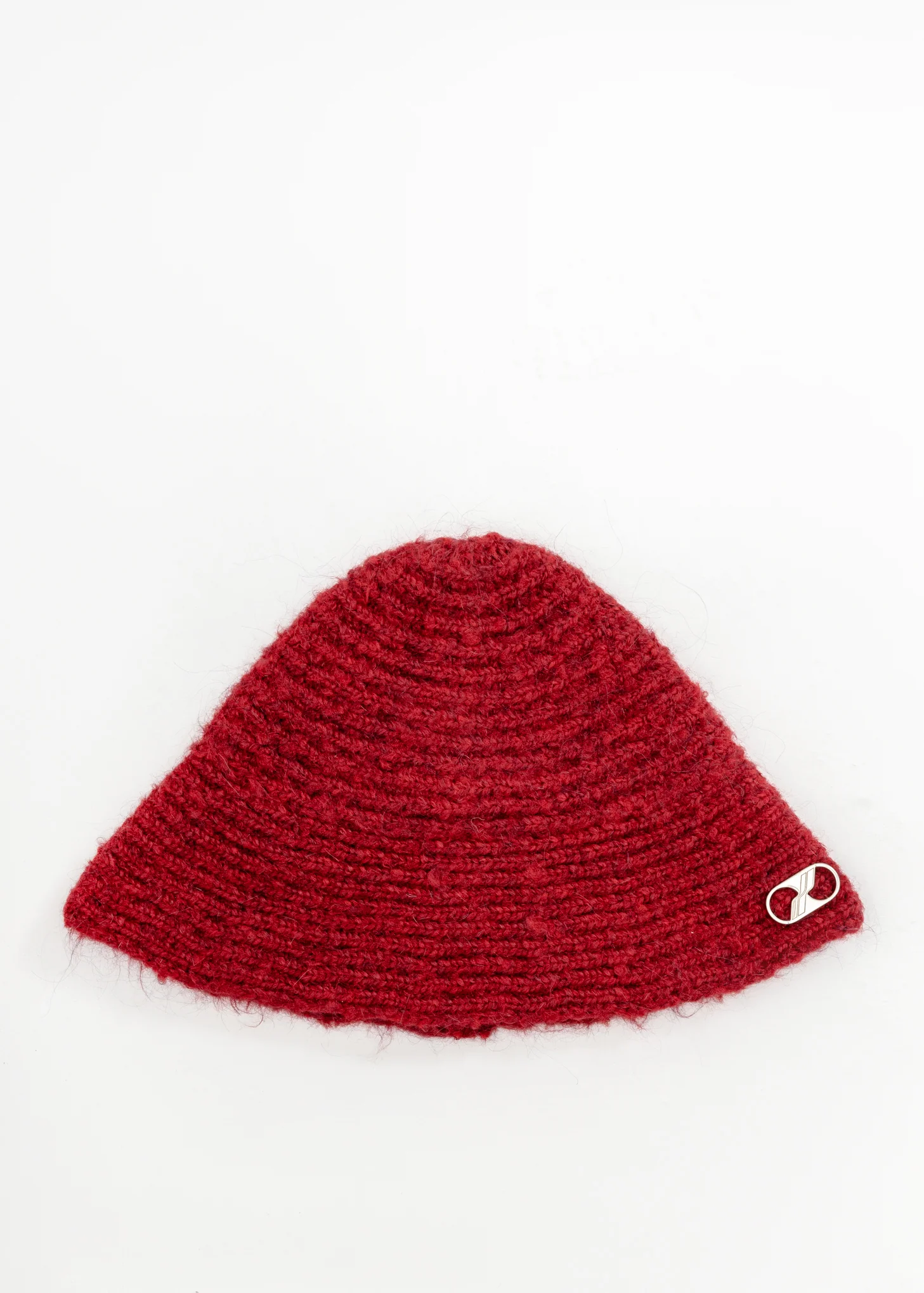 Red Embroidered Metal Logo Narrow Bucket Hat