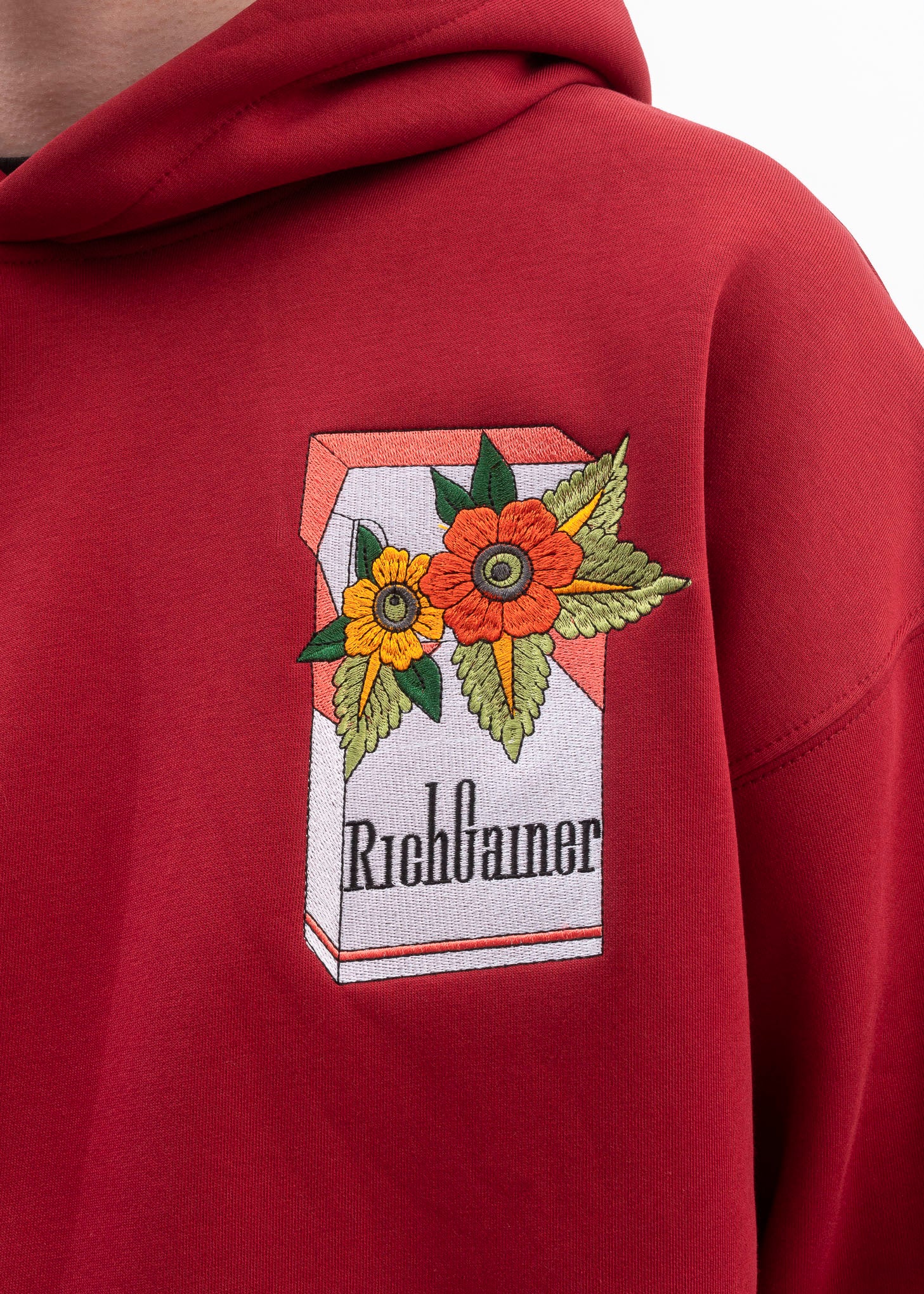RED EMBROIDERY PATCHWORK HOODIES - Image 2