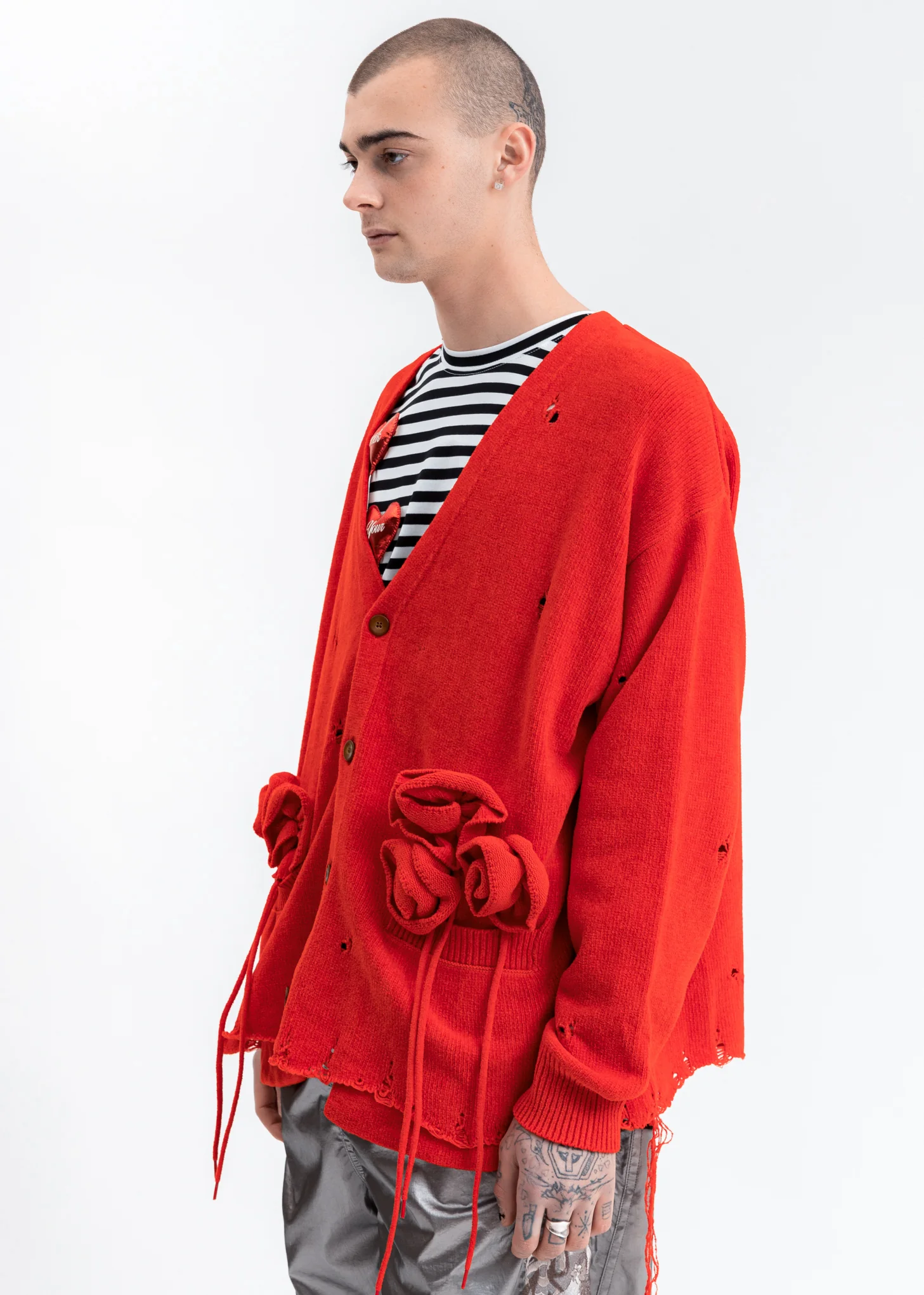 Red Flower Corsage Cardigan - Image 3
