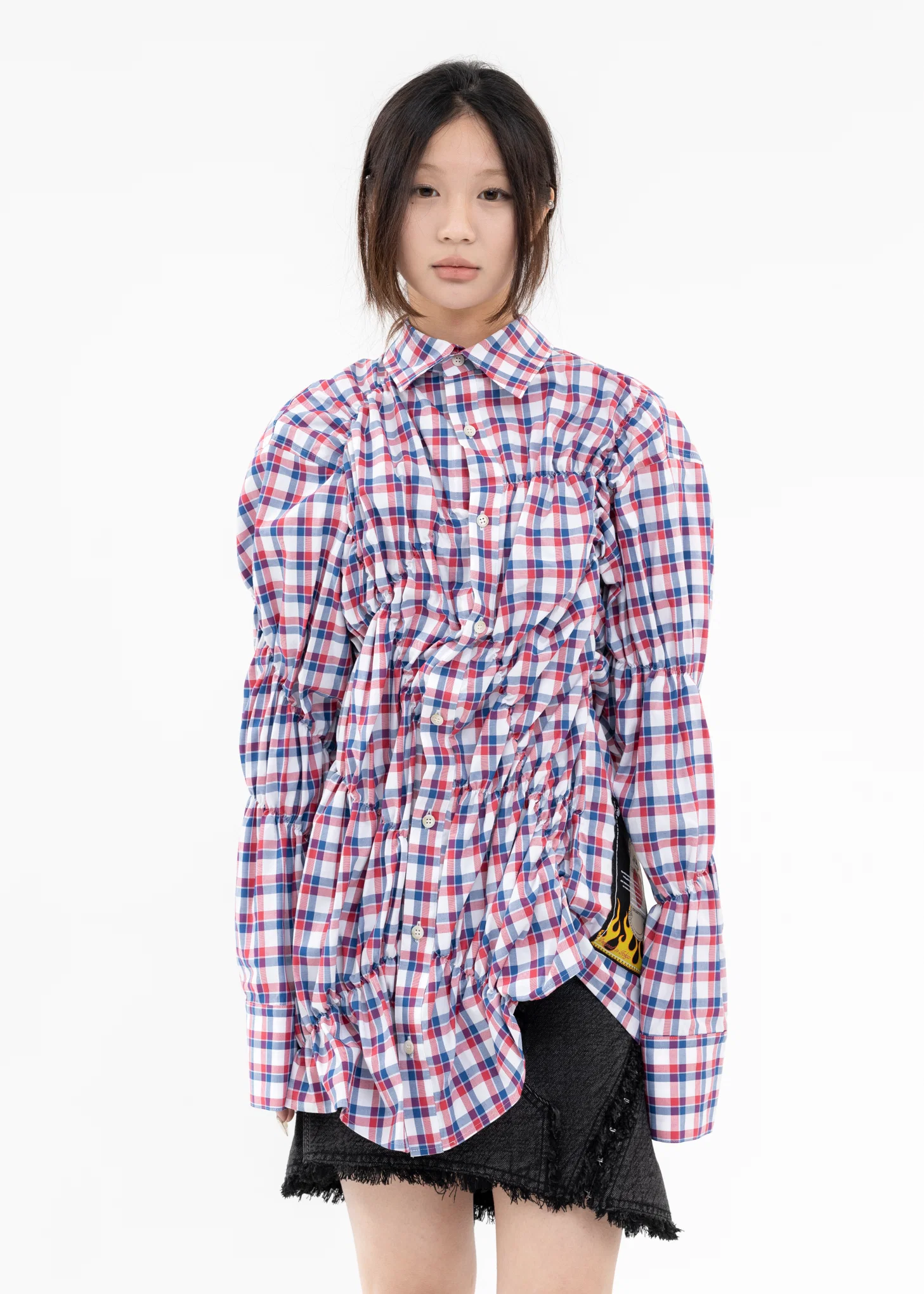 RED GATHER SHIRT