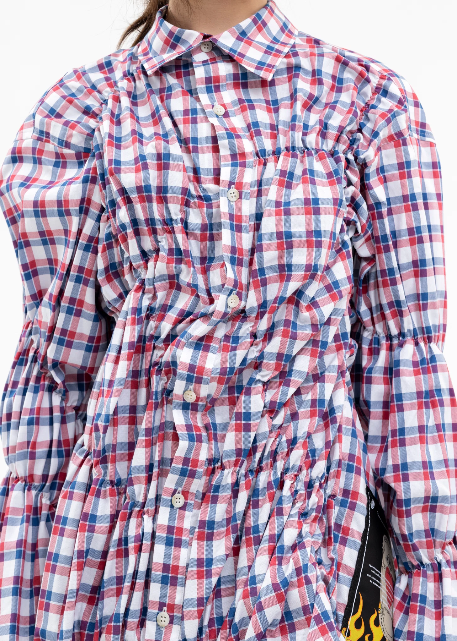 RED GATHER SHIRT - Image 2