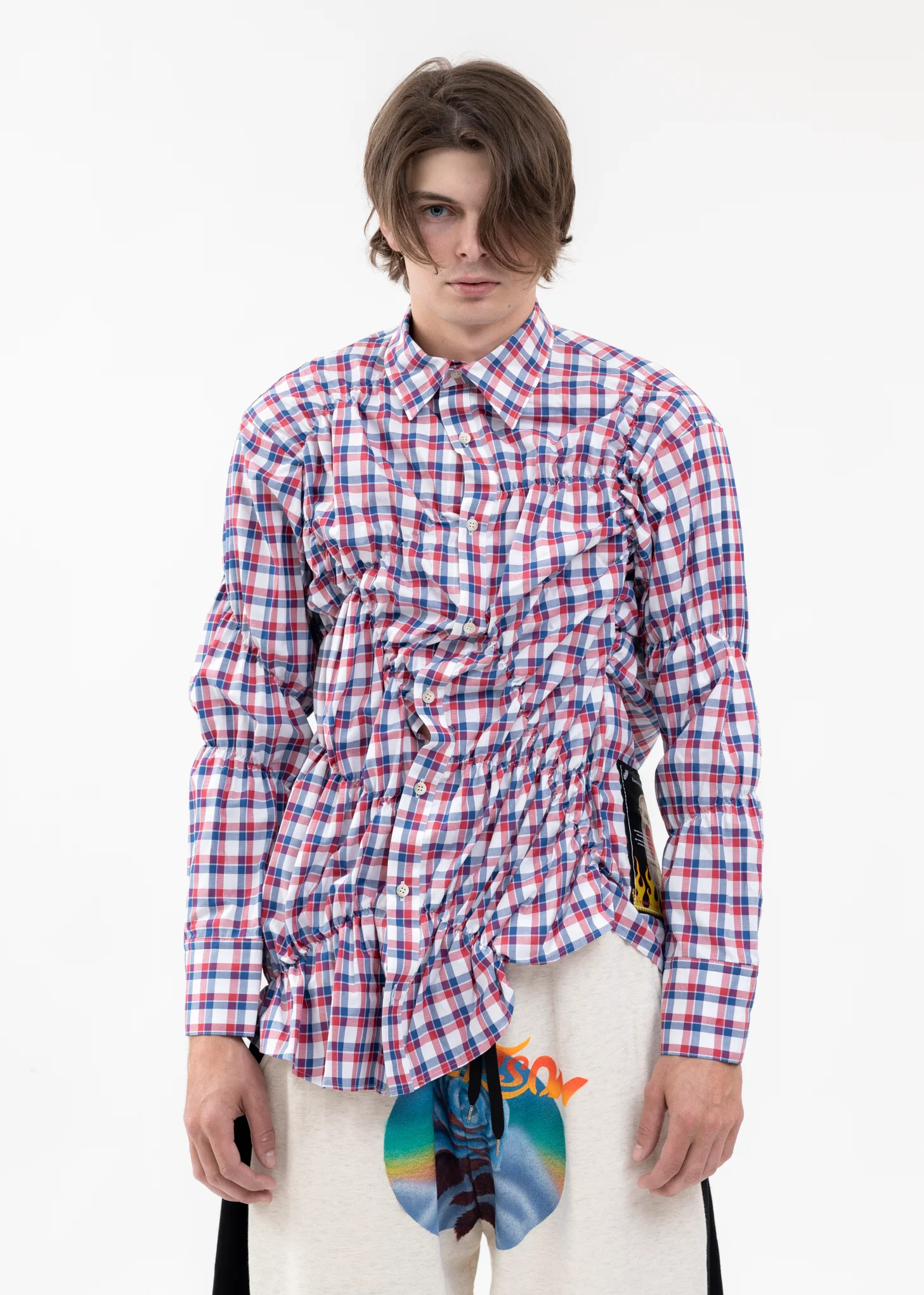 RED GATHER SHIRT