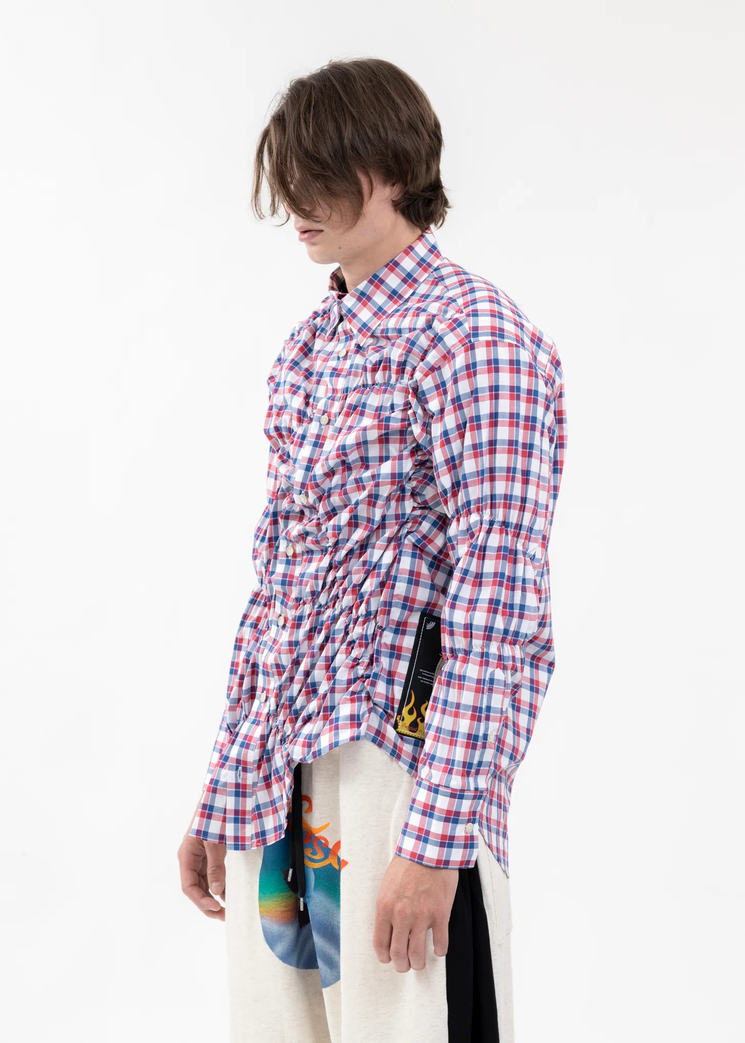 RED GATHER SHIRT - Image 2