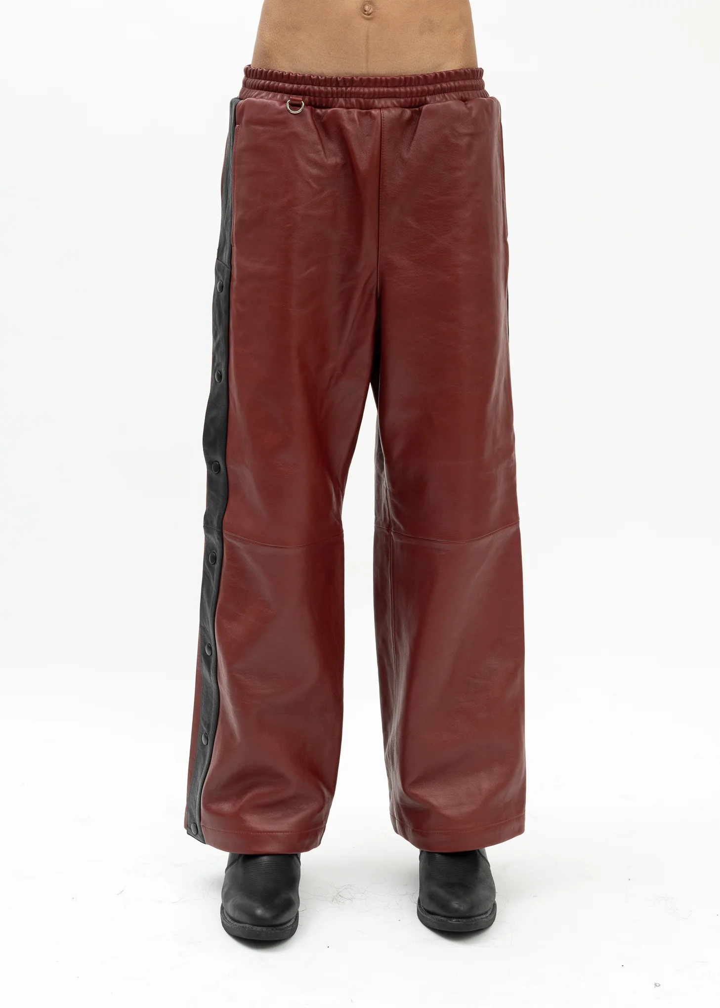 RED LEATHER BASKETBALL PANTS