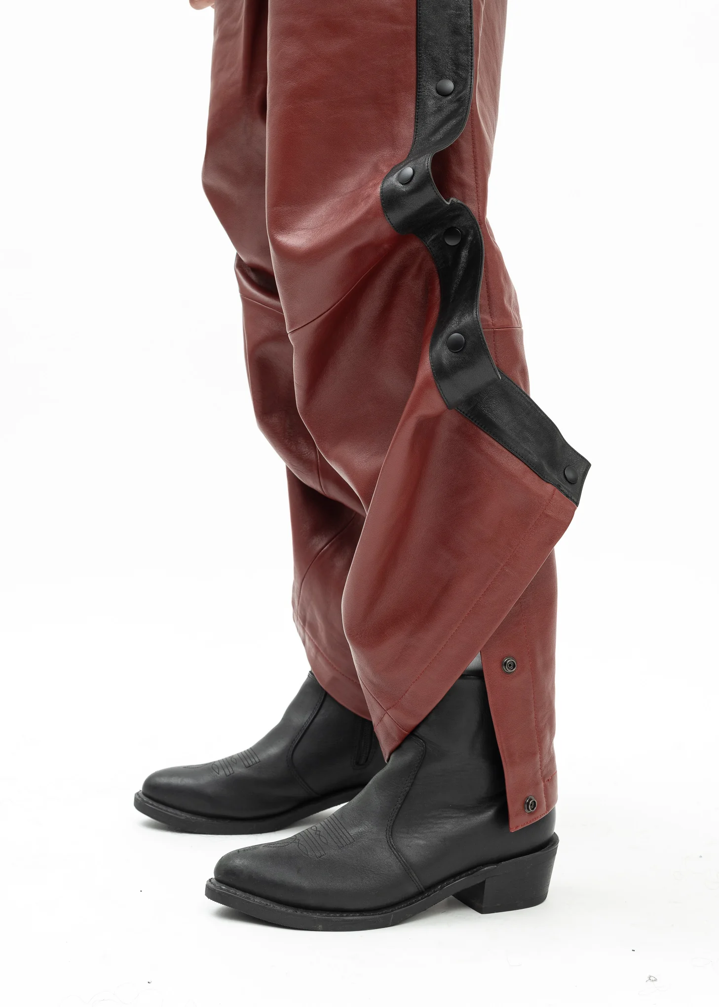 RED LEATHER BASKETBALL PANTS - Image 5